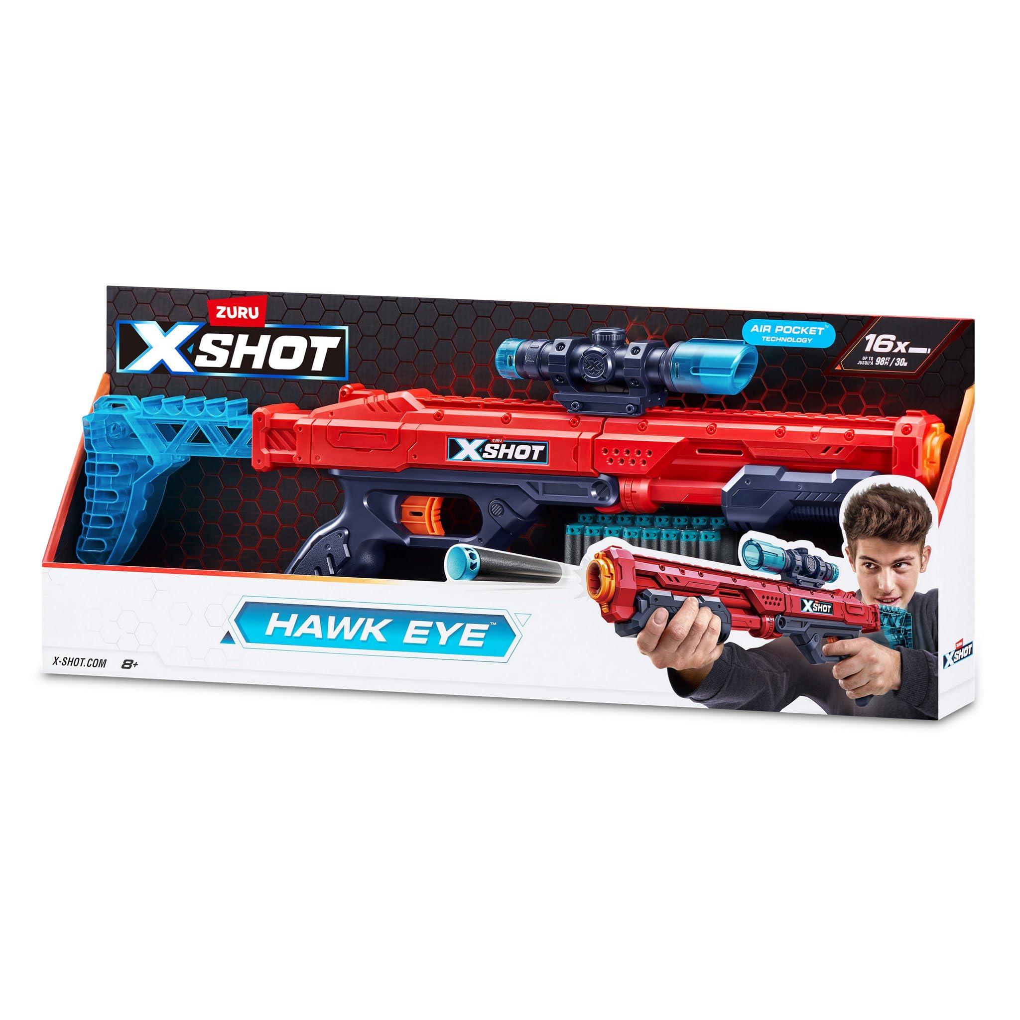 XShot X-Shot Excel Hawk Eye Foam Dart Blaster Red W/Air Pocket Technology(16 Darts) by ZURU - RED