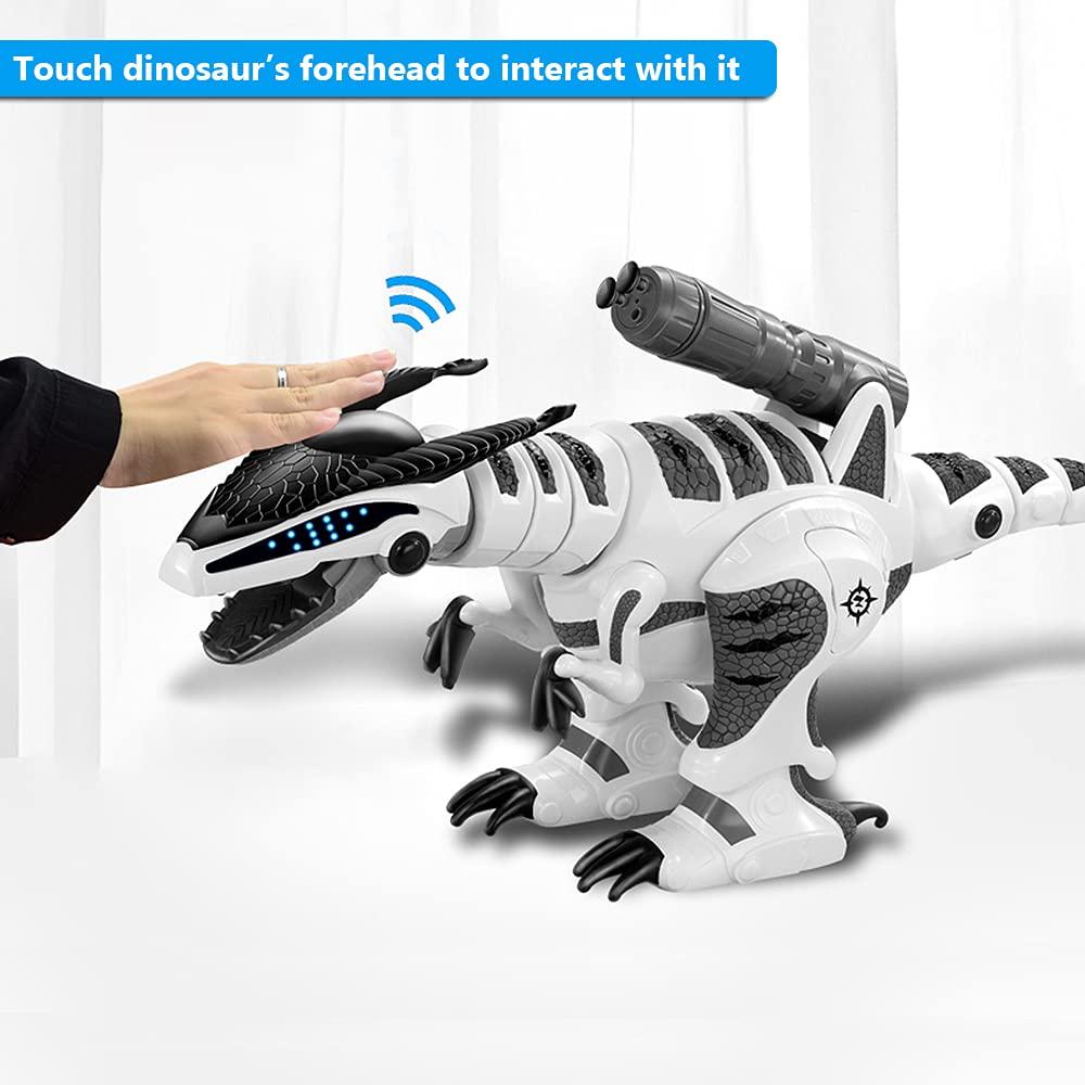 Dollox Dollox RC Interactive Dinosaur Robot - Programmable T-rex Toy with Fight Mode, Walking, Singing, Dancing, Shooting - Gift for 3-10 Year Olds