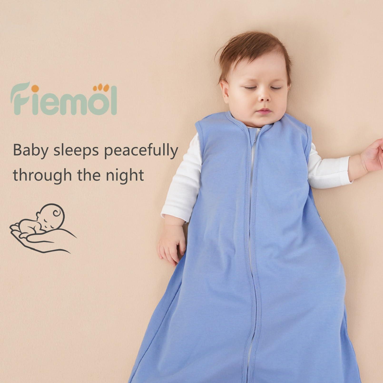 FIEMOL FIEMOL Baby Sleep Sack 12-18 Months, 100% Cotton Sleeping Sack for Newborn and Infant, 3 Pack Baby Wearable Blanket, 0.5 Tog Lightweight Double Zipper Sleep Bag Apricot
