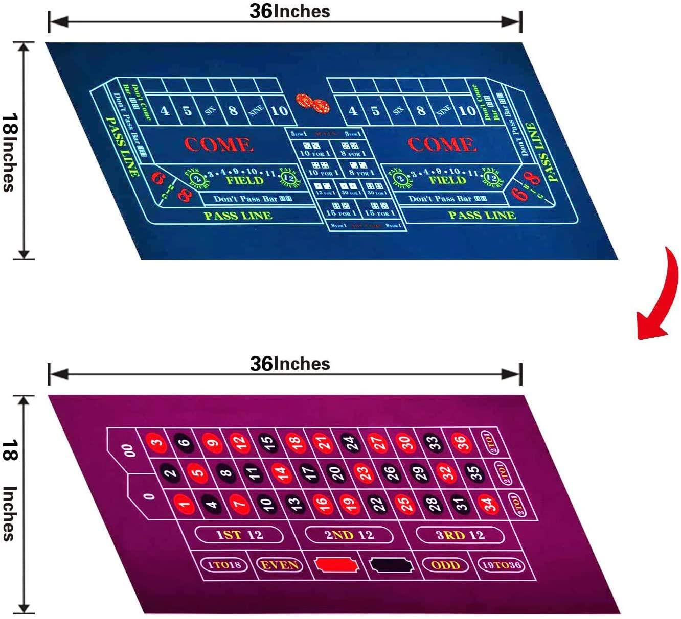 BALIKEN BALIKEN 36x18 Inches Roulette Table Mat & Craps Table Top Casino Felt Professional Grade Mat (Blue, Purple)