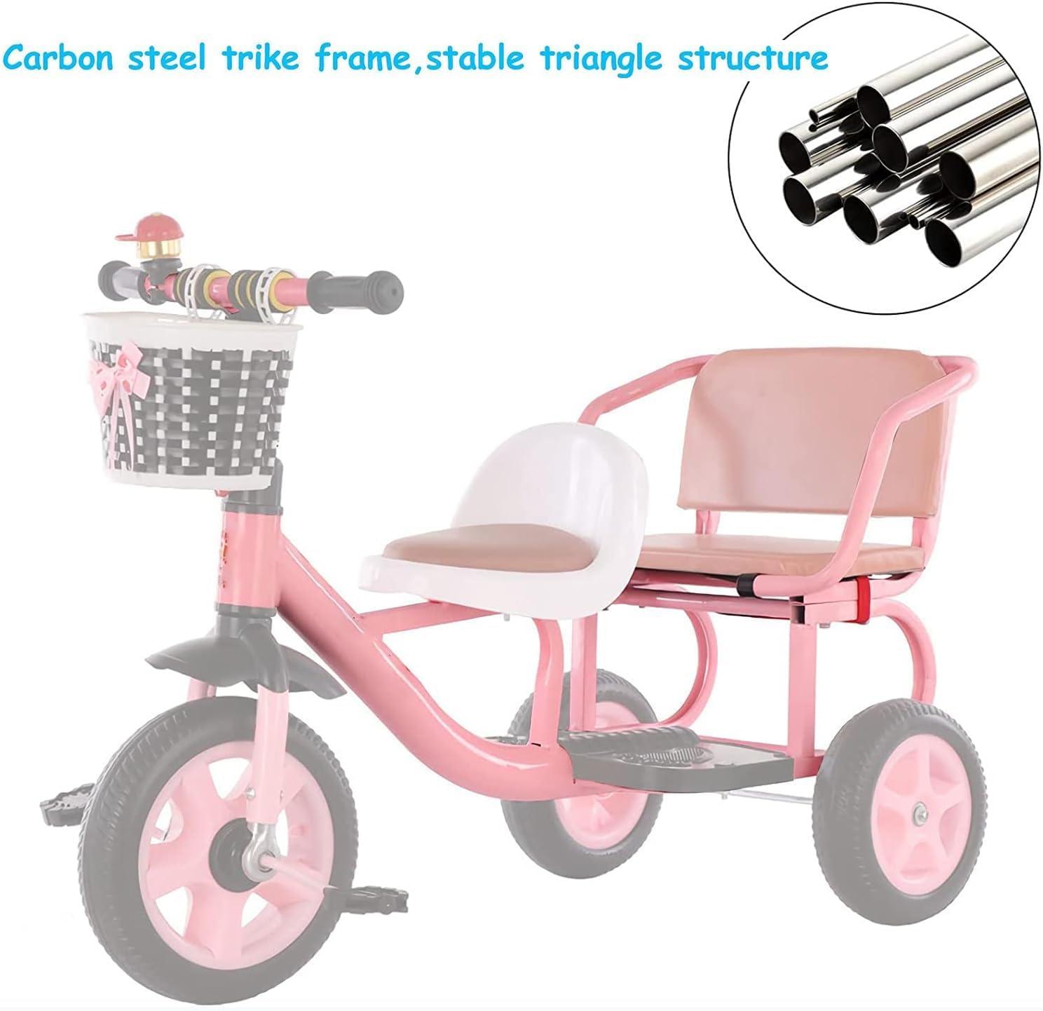 JIYIAN JIYIAN Red, High Carbon Steel Two-Person Children's Tricycles/Soft and Comfortable Pedal Tricycle Can Take People/Baby Balance Bike Bicycles