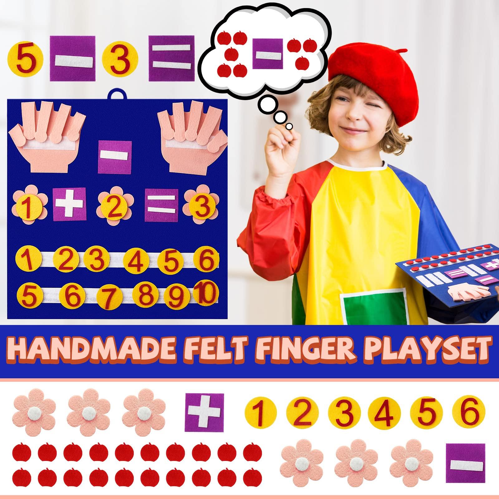 Deekin Deekin 2 Handmade Felt Finger math Toy Set Felt Math Toys Number Learning Counting Finger Boards Kindergarten Early Learning Toys Games Addition Subtraction