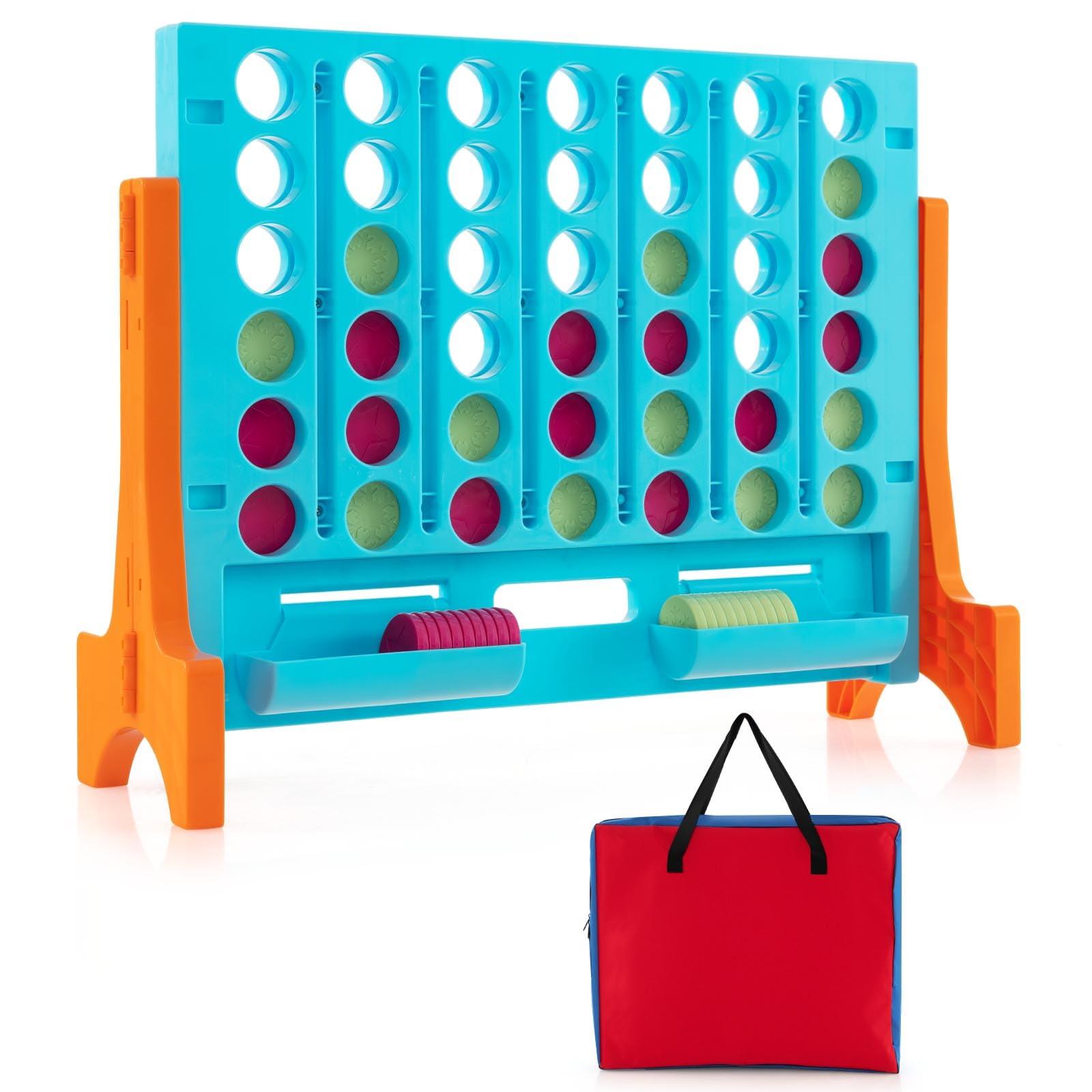 Costzon Costzon Giant 4 in a Row Connect Game, 2-in-1 Jumbo 4-to-Score Game Set with Carrying Bag, Fun Family Party Game, Indoor Outdoor Yard Game for Kids Adults, Freestanding/Wall Mount (Orange)