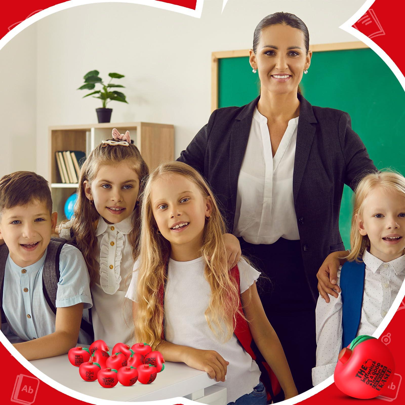 ShinyRelief ShinyRelief 120 Pcs Teacher Stress Relief Balls Thank You Stress Balls Bulk Squeeze Foam Soft Apple Shaped Teacher Appreciation Stress Balls Motivate Encourage Toys for Teacher's Day Gifts