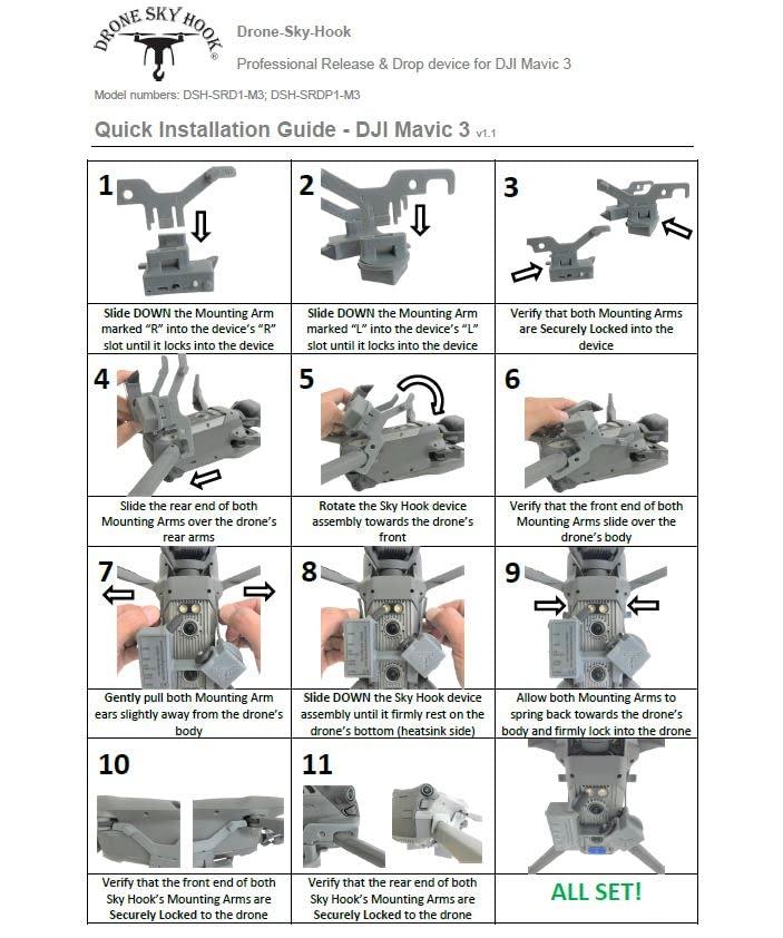 DRONE SKY HOOK Release and Drop Professional Device for DJI Mavic 3 Drone Fishing, Bait Release, Load Delivery, Search and Rescue and Fun U.S. Patent - by DRONE SKY HOOK