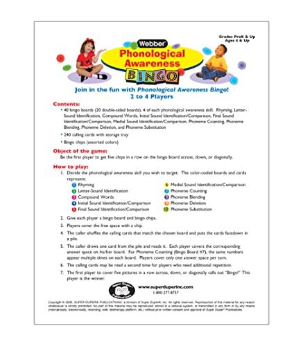 Super Duper Publications Super Duper Publications | Phonological Awareness Pre-Reading & Reading Bingo Game | Educational Learning Resource for Children