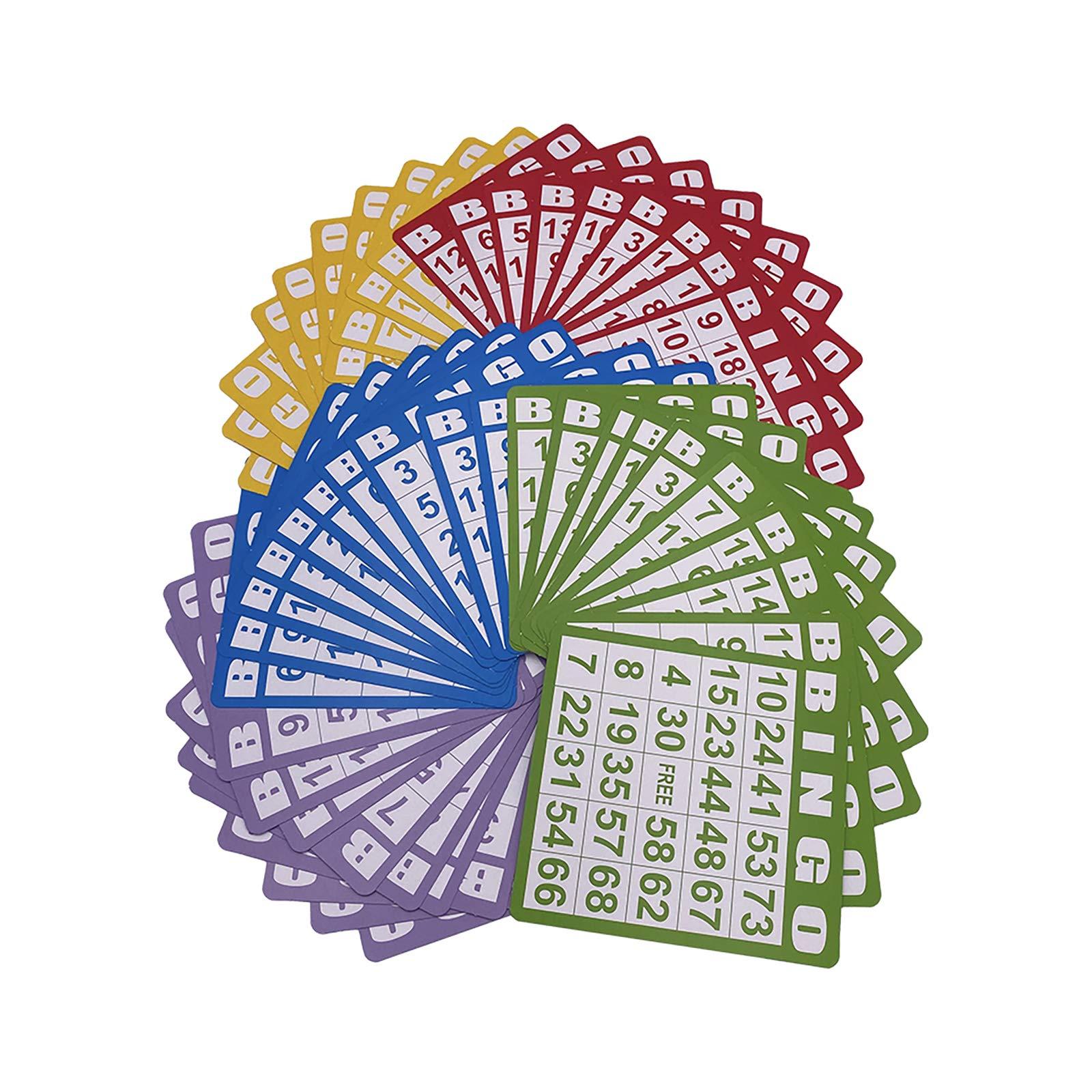 JUNWRROW JUNWRROW Deluxe Bingo Game Set with 6 Inch Cage, Master Board,75 Colored Balls a Bag, 50 Cards, and 500 Color Mix Chips Ideal for Large Groups