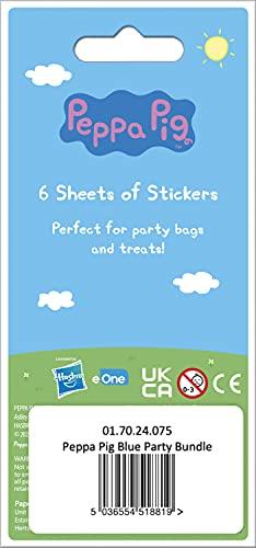 Paper Projects Peppa Pig Blue Party Bag Sticker Bundle (18 Sheets) | Perfect for Childrens Parties and Stocking Fillers | Can be Used for Decoration and Scrapbooking,12.5cm x 7.5cm