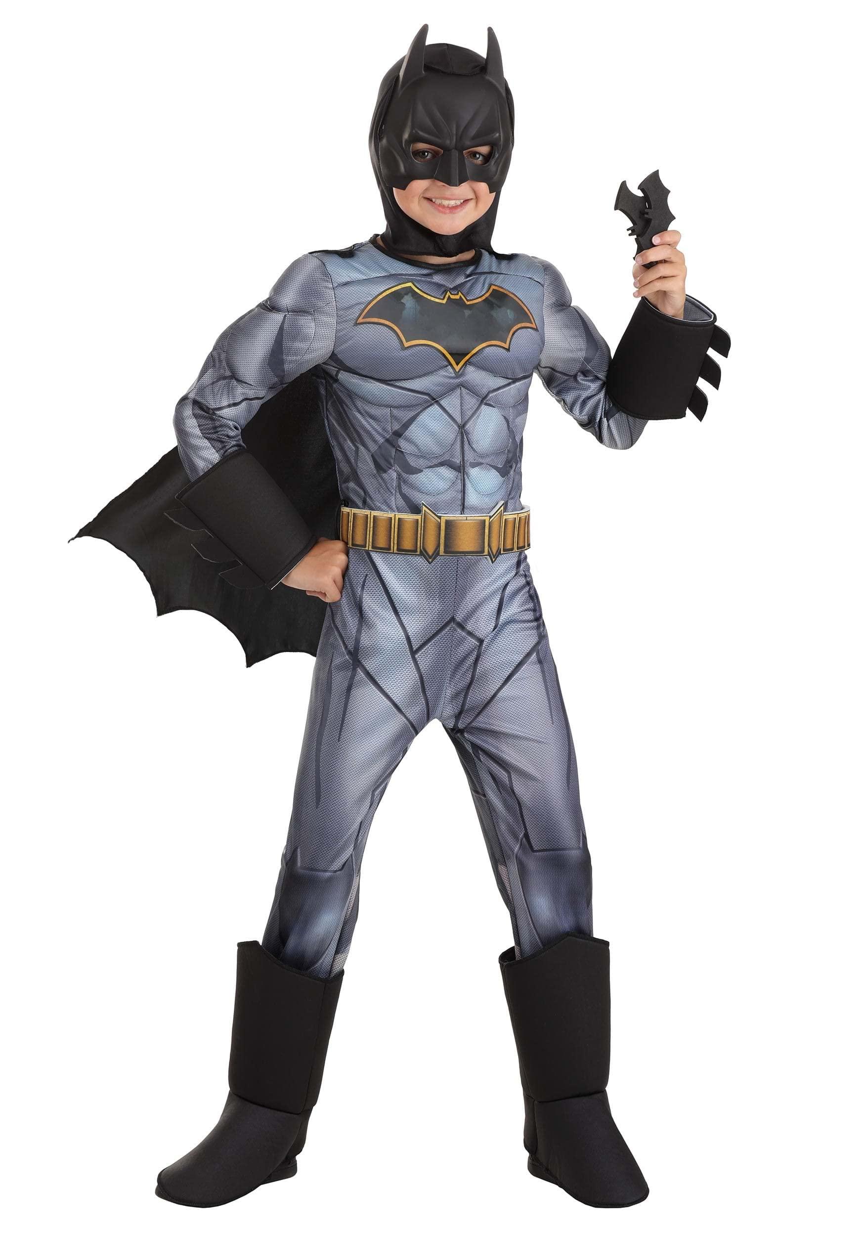 Fun Costumes Fun Costumes Deluxe DC Comics Batman for Kids, Black Superhero Suit, Cape & Mask for Parties & Halloween Medium