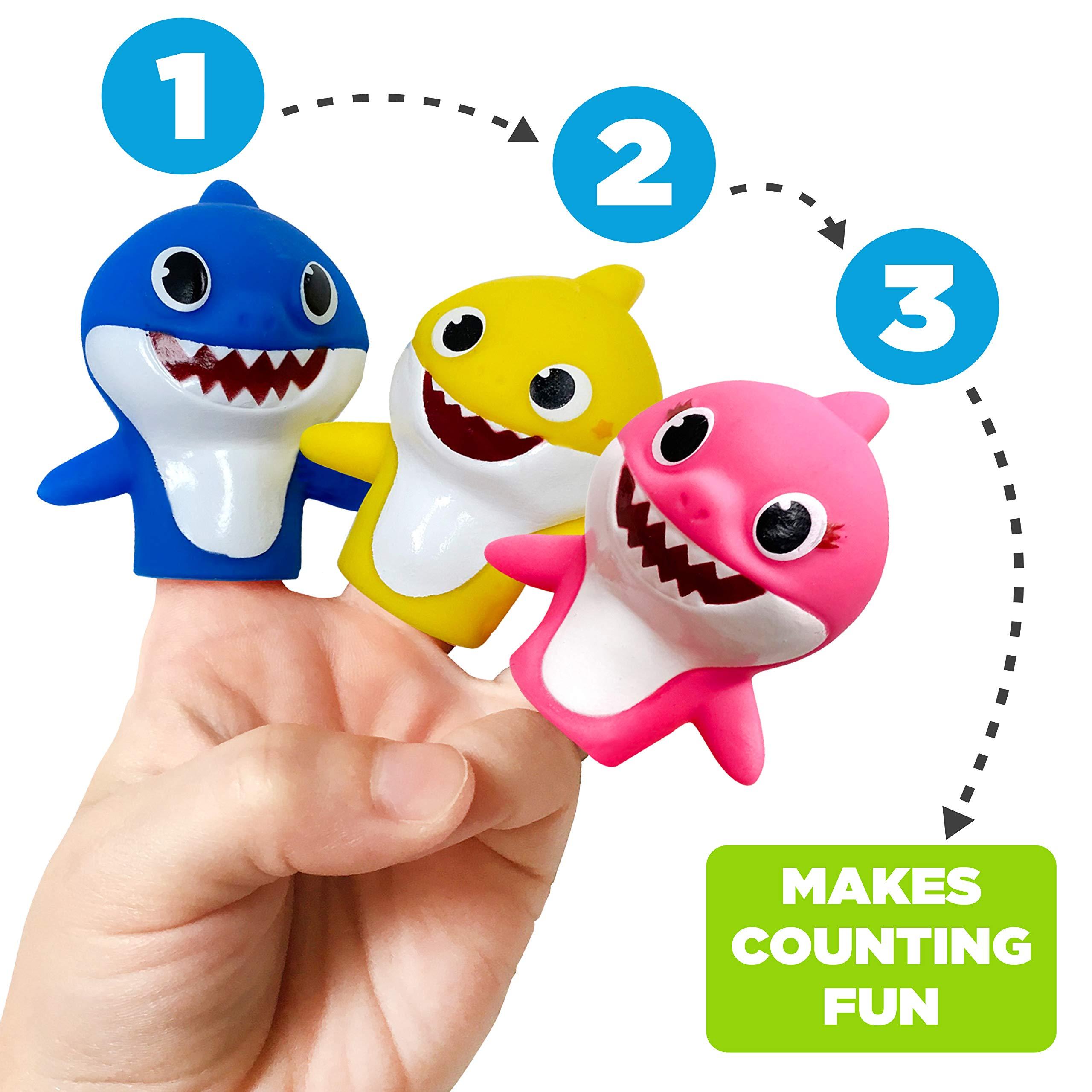 Ginsey Nickelodeon Baby Shark 5 Pc Finger Puppet Set - Party Favors, Educational, Bath Toys, Story Time, Beach Toys, Playtime,5 Count (Pack of 1)