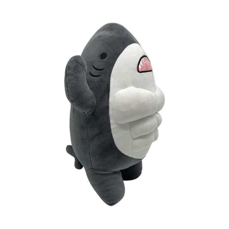 EXIGENT EXIGENT Kawaii Muscle Abs Teddy Bear Shark Buff Plush Cuddly Stuffed Animal Toy Figure (Shark_Gray)