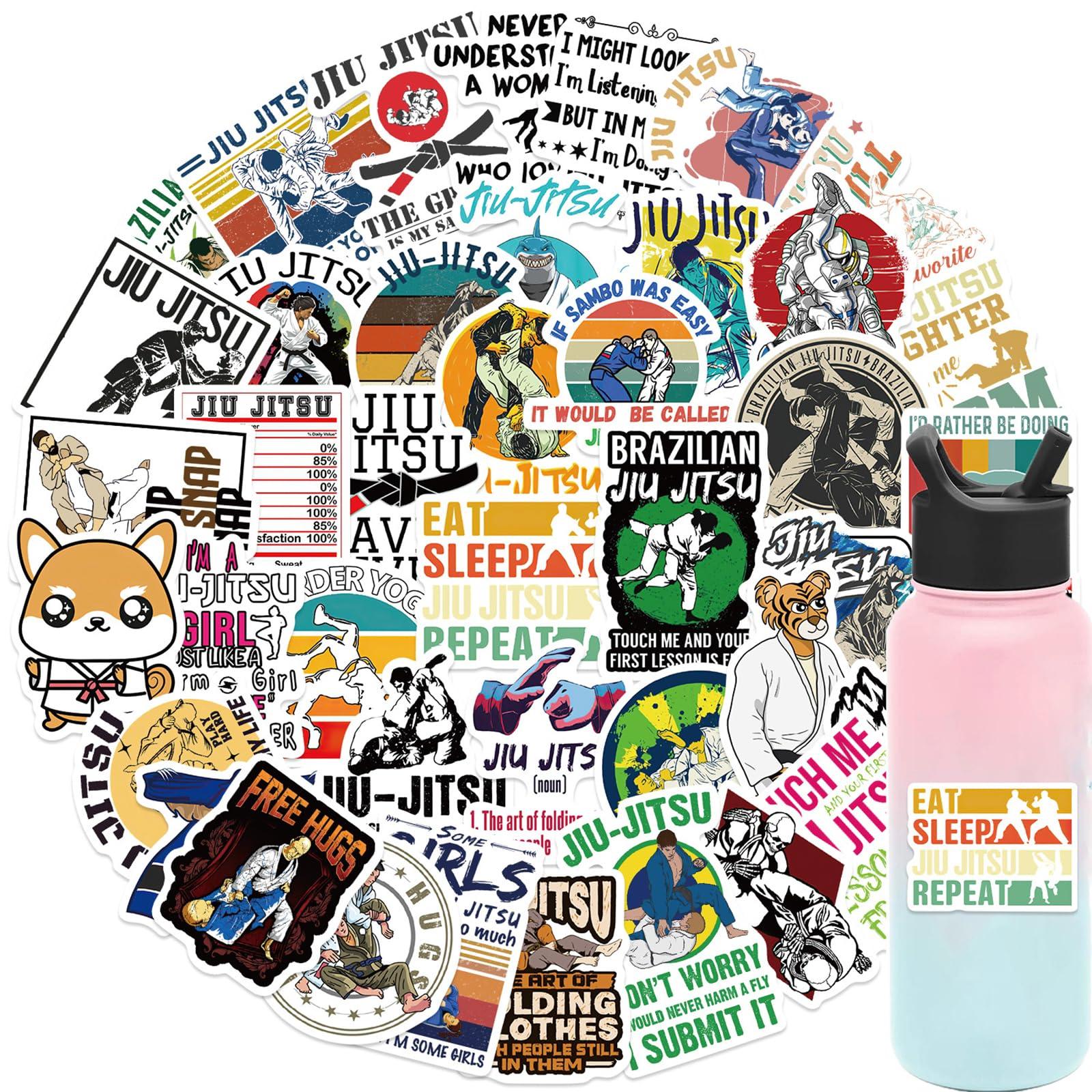 LIANKONG Jiu Jitsu Stickers, Brazilian Jiu Jitsu Party Favors Supplies Birthday Decorations Gifts Sport Aesthetic Vinyl Waterproof Stickers for Kids Teens for Water Bottle Laptop