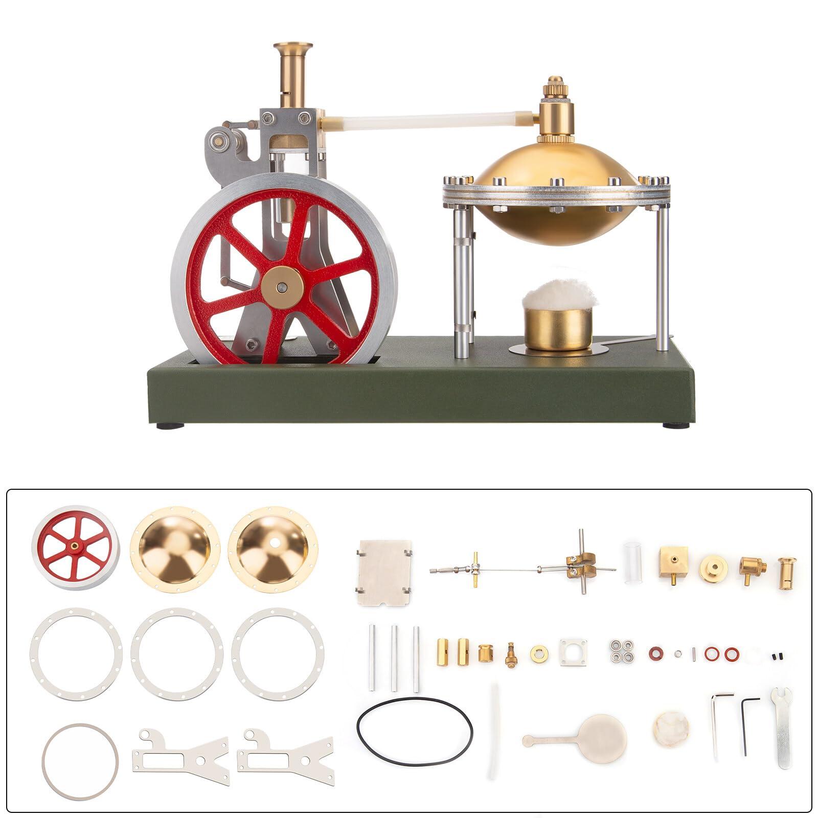 Helixsun Helixsun ENJOMOR Steam Engine Kit That Works, Retro Vertical Metal Steam Engine Model with Spherical Boiler - Build Your Own Steam Engine