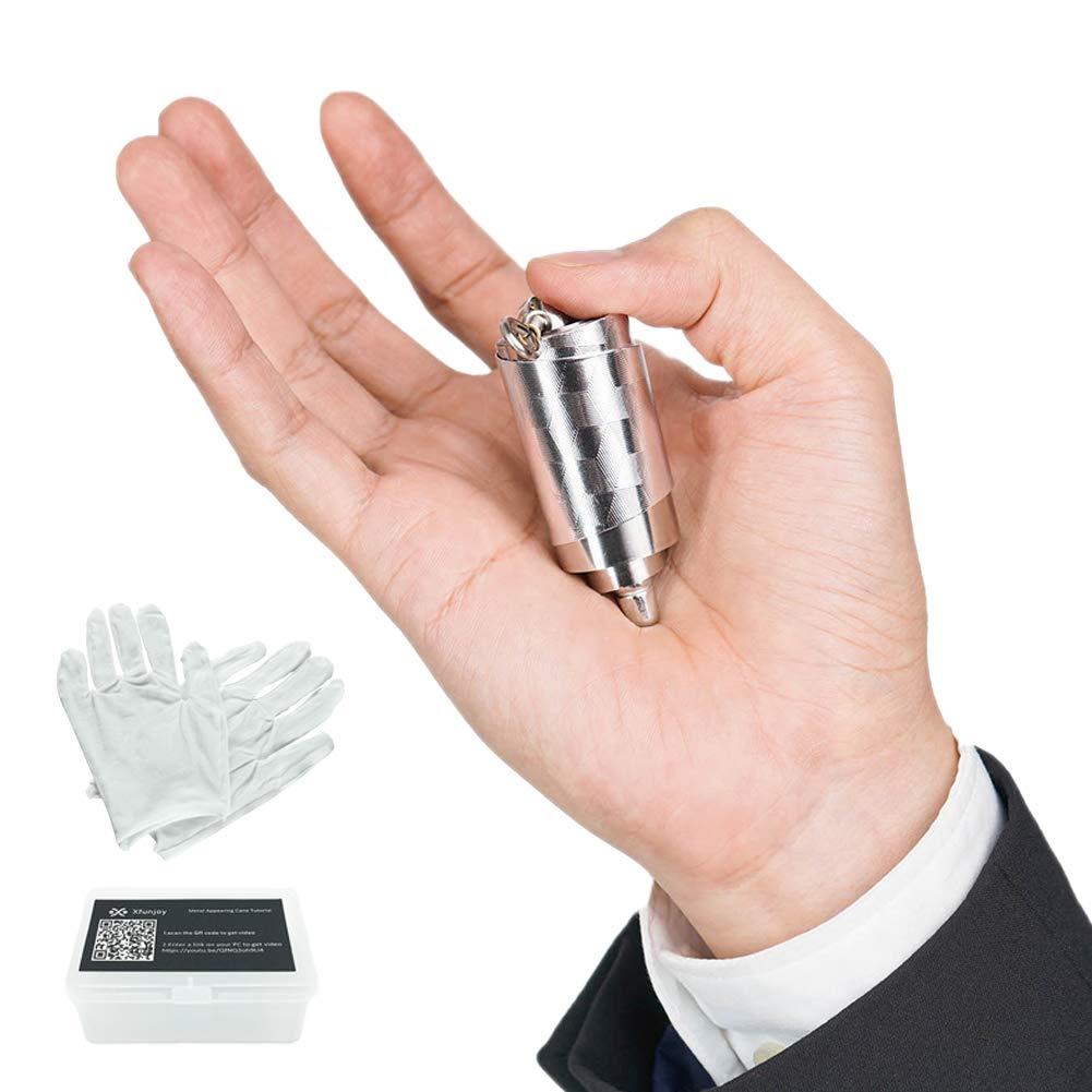 Kensally Kensally Xfunjoy 43.30"/110cm Silver Magic Appearing Cane Magic Staff with Free Gloves and Video Turorial for Professional Magician Stage Street Magic Performance