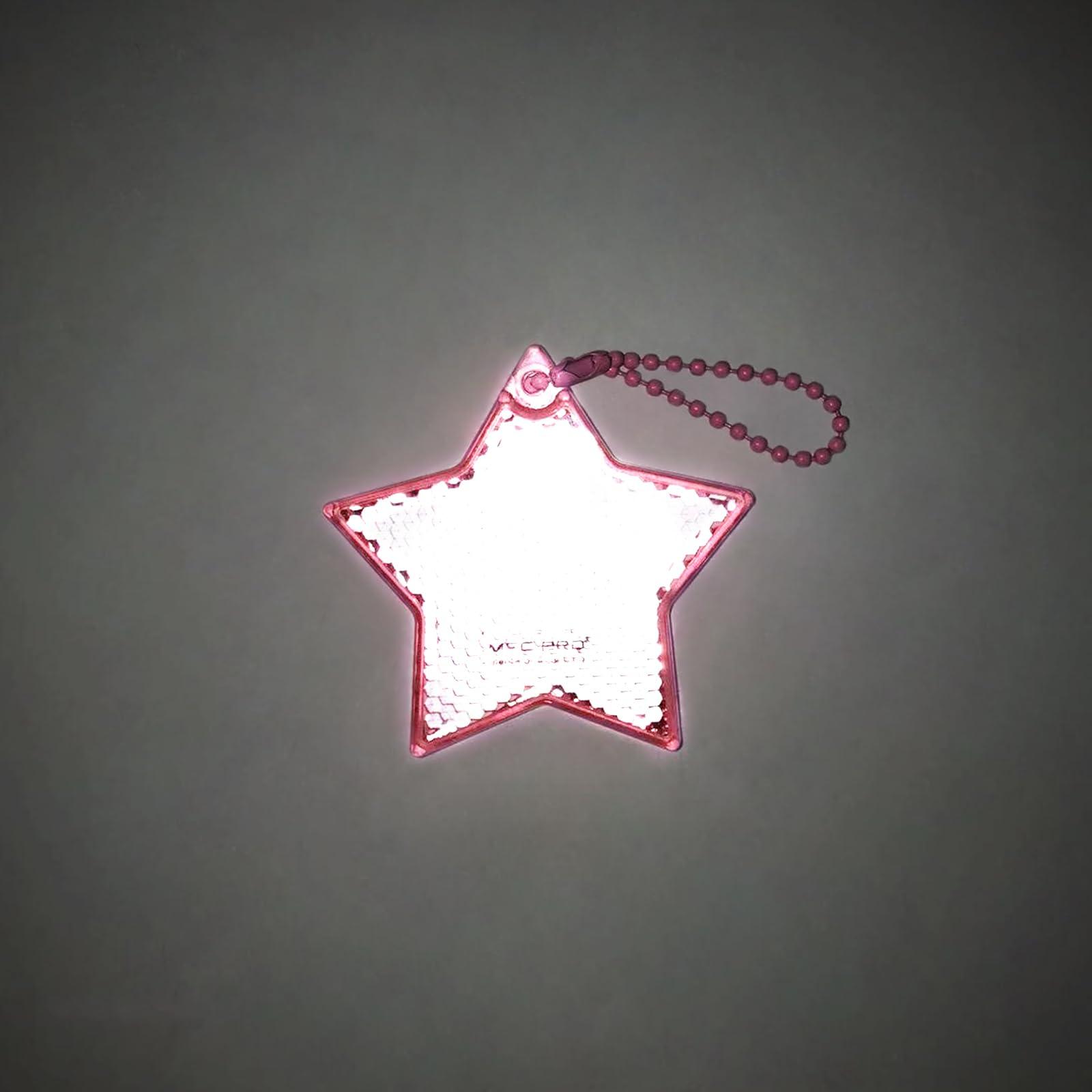 DEMYPROX DEMYPROX Safety Reflectors - Stars - Stylish Reflective Gear for Jackets, Bags, Purses, Backpacks, Strollers and Wheelchairs Pink-2-pack