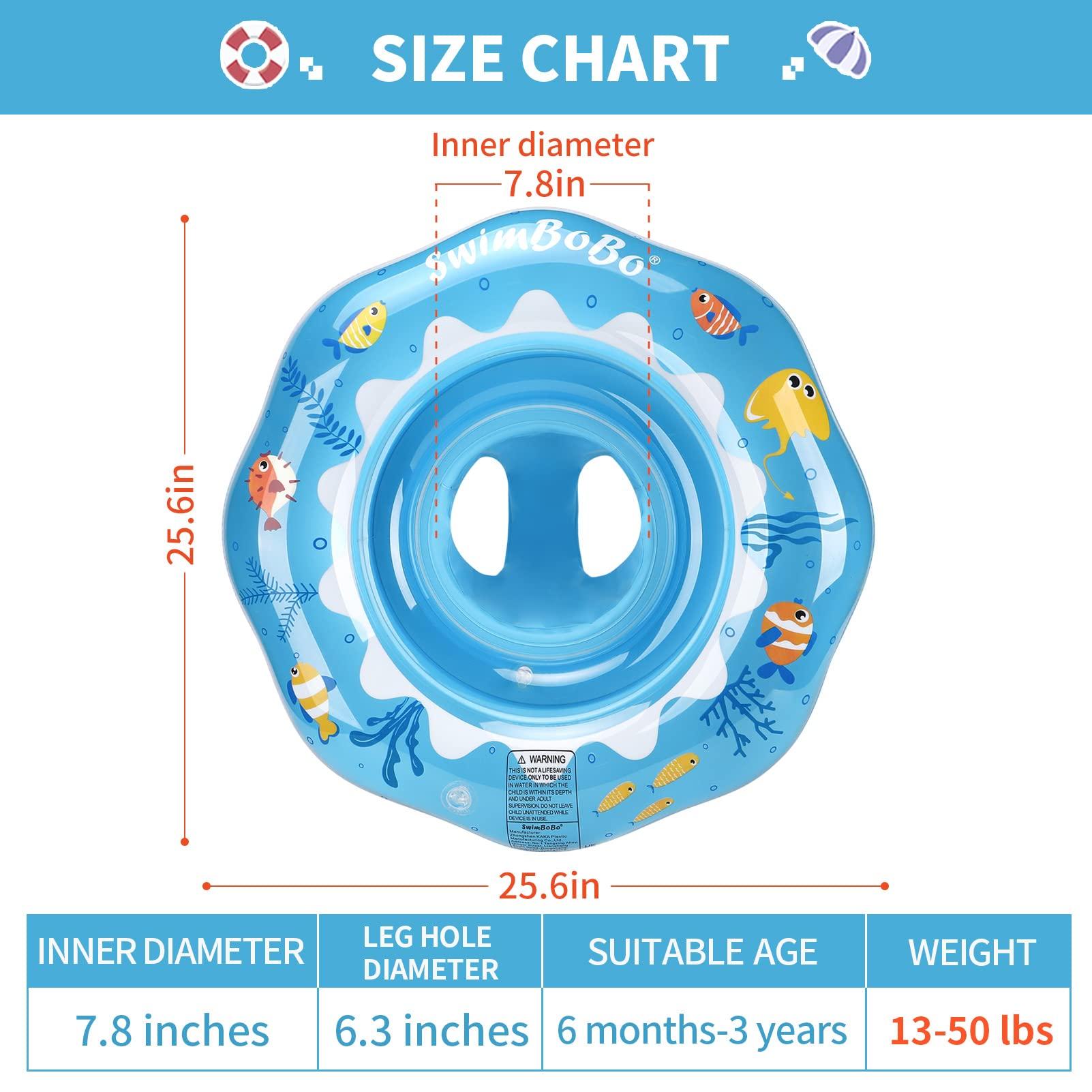 opomoqo Baby Swim Ring Underarm Swim Seat Float Trainer with Backest for Toddler 6 Months to 3 Years (Deep Blue)