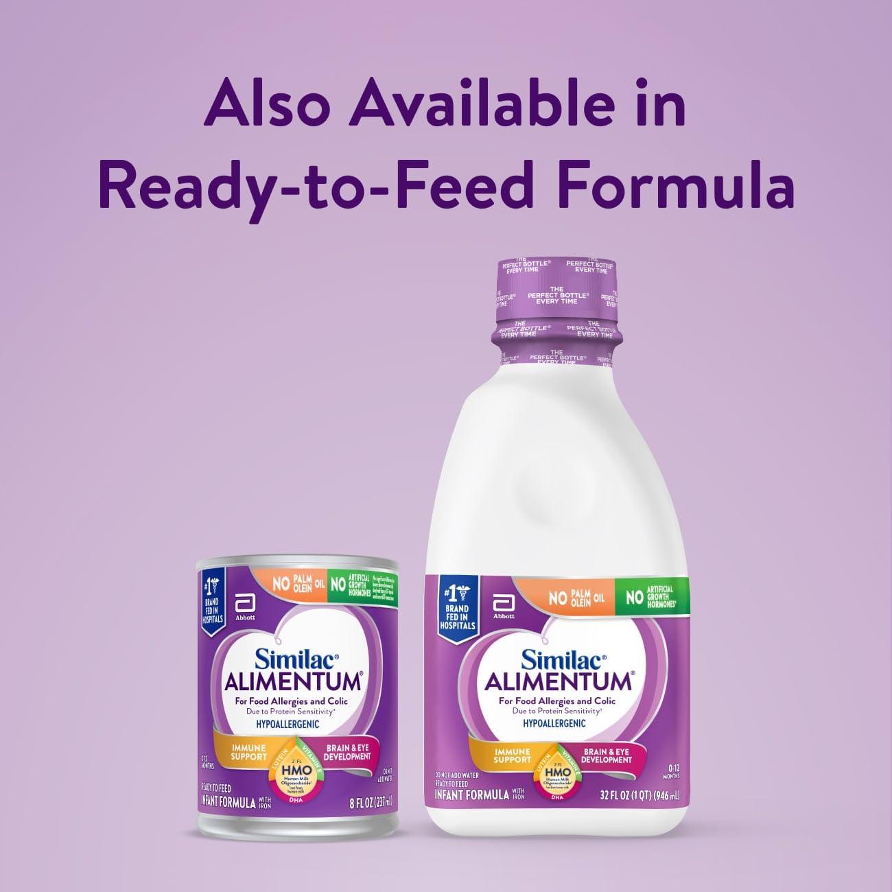 Similac Similac Alimentum with 2-FL HMO Hypoallergenic Infant Formula, for Food Allergies and Colic, Suitable for Lactose Sensitivity, Baby Formula Powder, 12.1-oz Value Can, Pack of 6