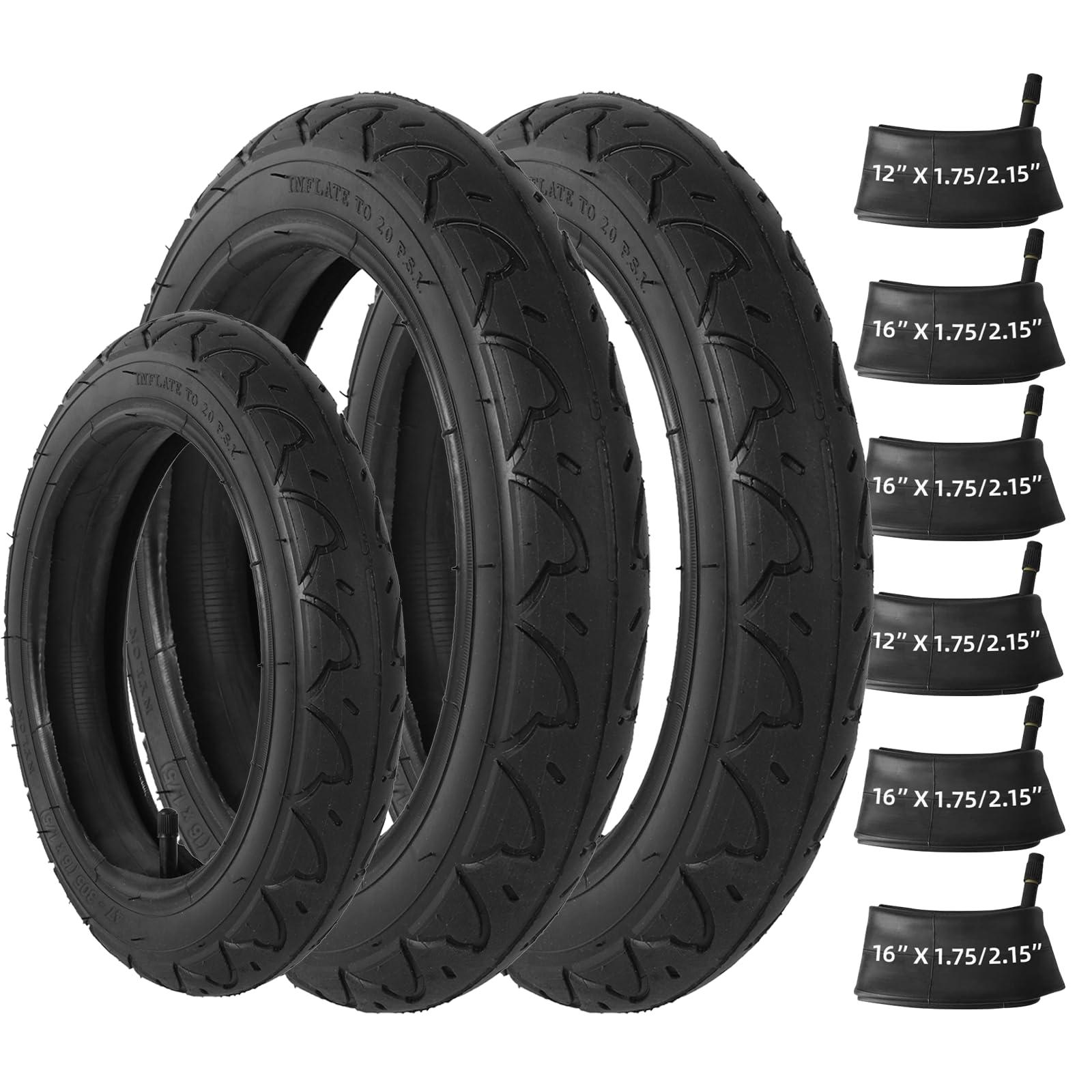 CALPALMY 12.5'' Front and 16'' Back Stroller Wheel Replacement Tubes and Tires