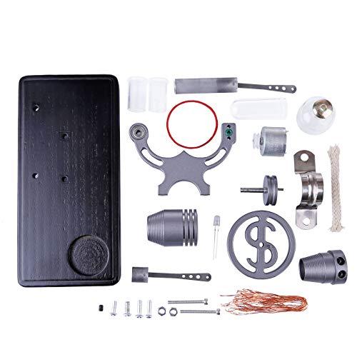 HMANE HMANE ?-Shape Stirling Engine Kit for Adults, DIY Unassembled Retro Generator Model Science Educational Toys with LED Lights, Grey