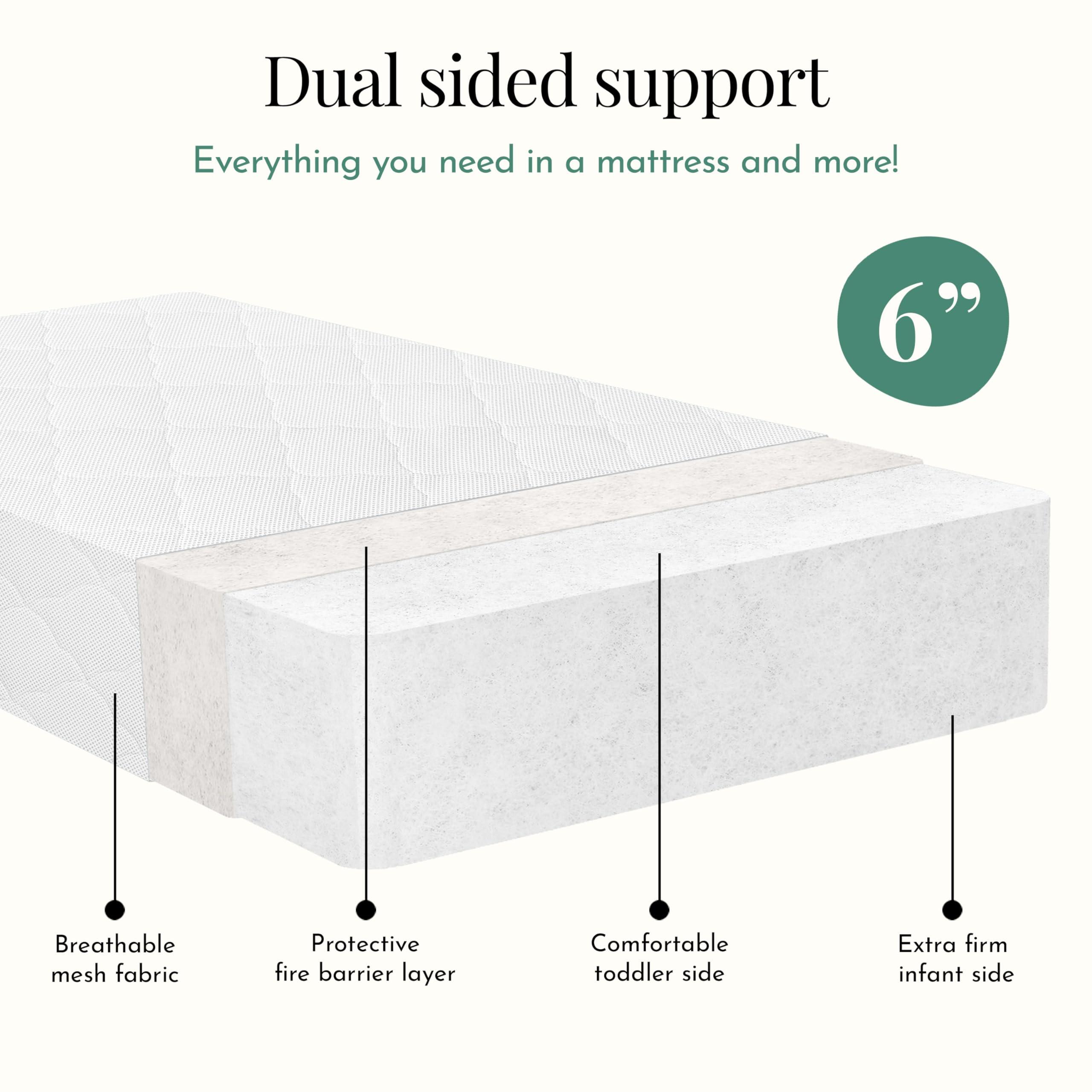 Evolur Evolur Wondernap 2 in 1 Full-Size Crib Mattress, JPMA and Greenguard Gold Certified, Crafted from Recycled Sustainable Materials, White