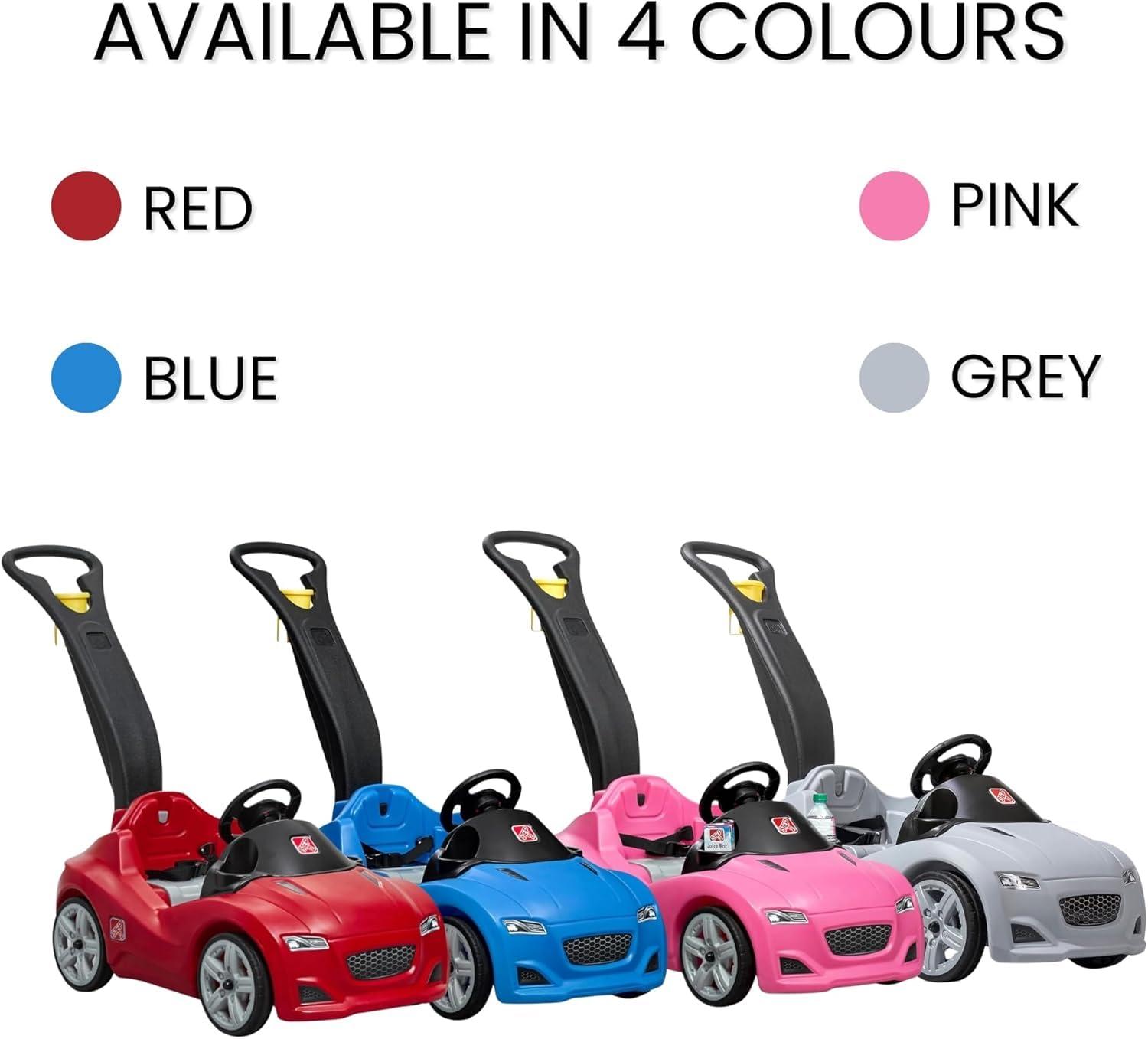 Step2 Step2 Whisper Ride Cruiser Kids Push Car, Ride On Toy, Stroller Substitute, Includes Seat Belt & Horn, Made of Durable Plastic, Max Weight 50 lbs., For Toddlers 1.5-4 Years Old, Gray