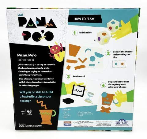 Outset Media Pana Po'o Shape Game - Draw Object Card and Use Shapes to Create The Item in One Minute - Speed is Required! - Ages 8 and Up - Contains 70 Cards, 2 Dice, and 84 Shapes by Outset