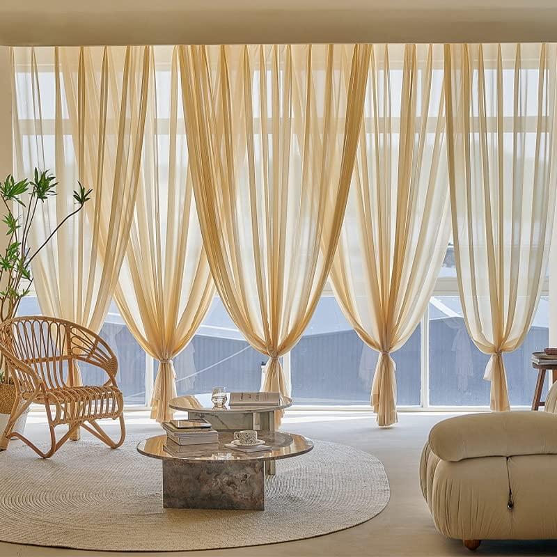 Konsilsa Konsilsa Modern Sheer Voile, Super Soft Luxurious Semi Sheer Curtains Room Darkening Curtains shower curtains for Dining Room/Kitchen (Color : White, Size : W130xH200cm 1Piece)