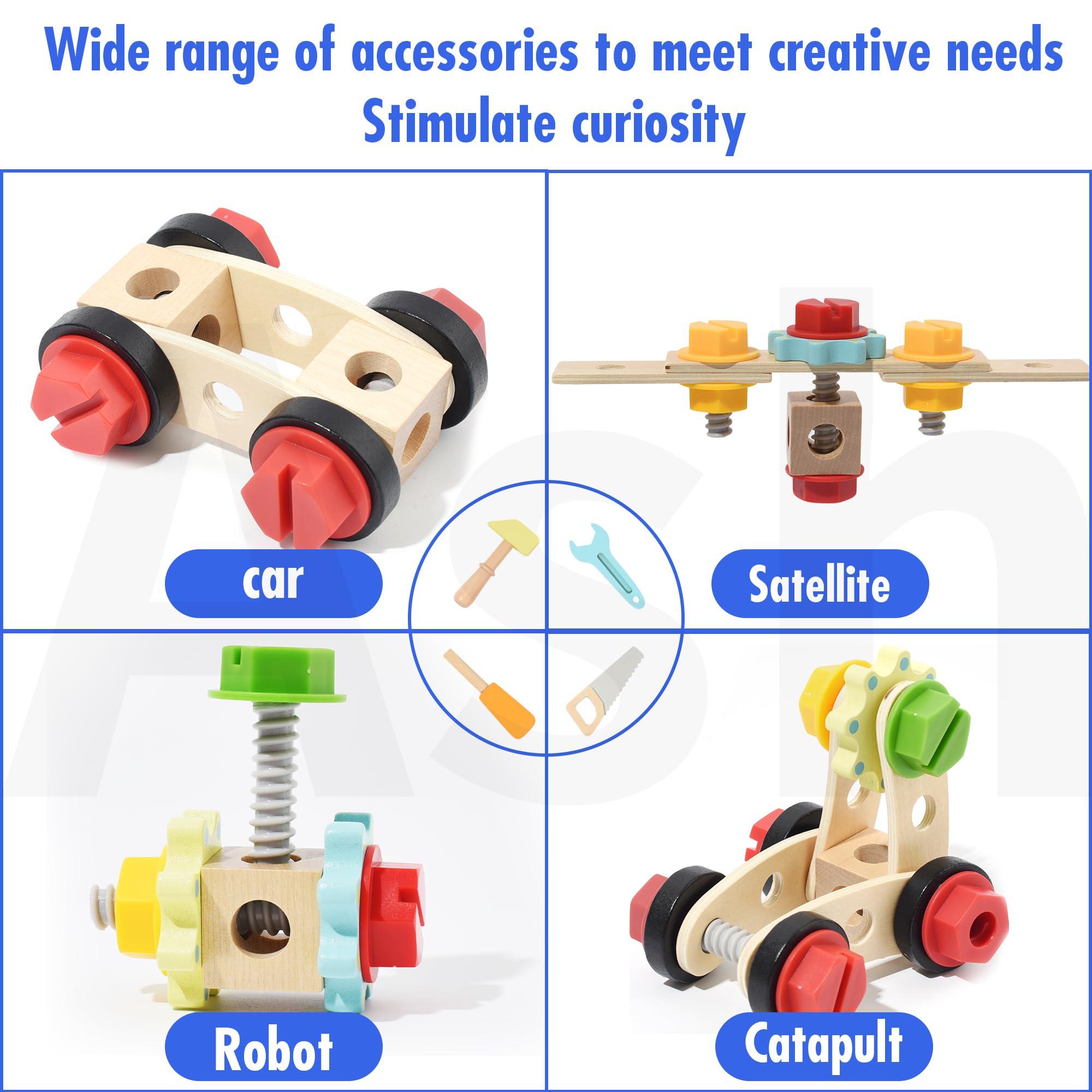 HTWELL HTWELL Kids Montessori Tool Set,Wooden Toy Tool Set for Toddles,Montessori Play Tool Box ,Toddler Tool kit for 3 4 5 6 Years Old Boys Girls