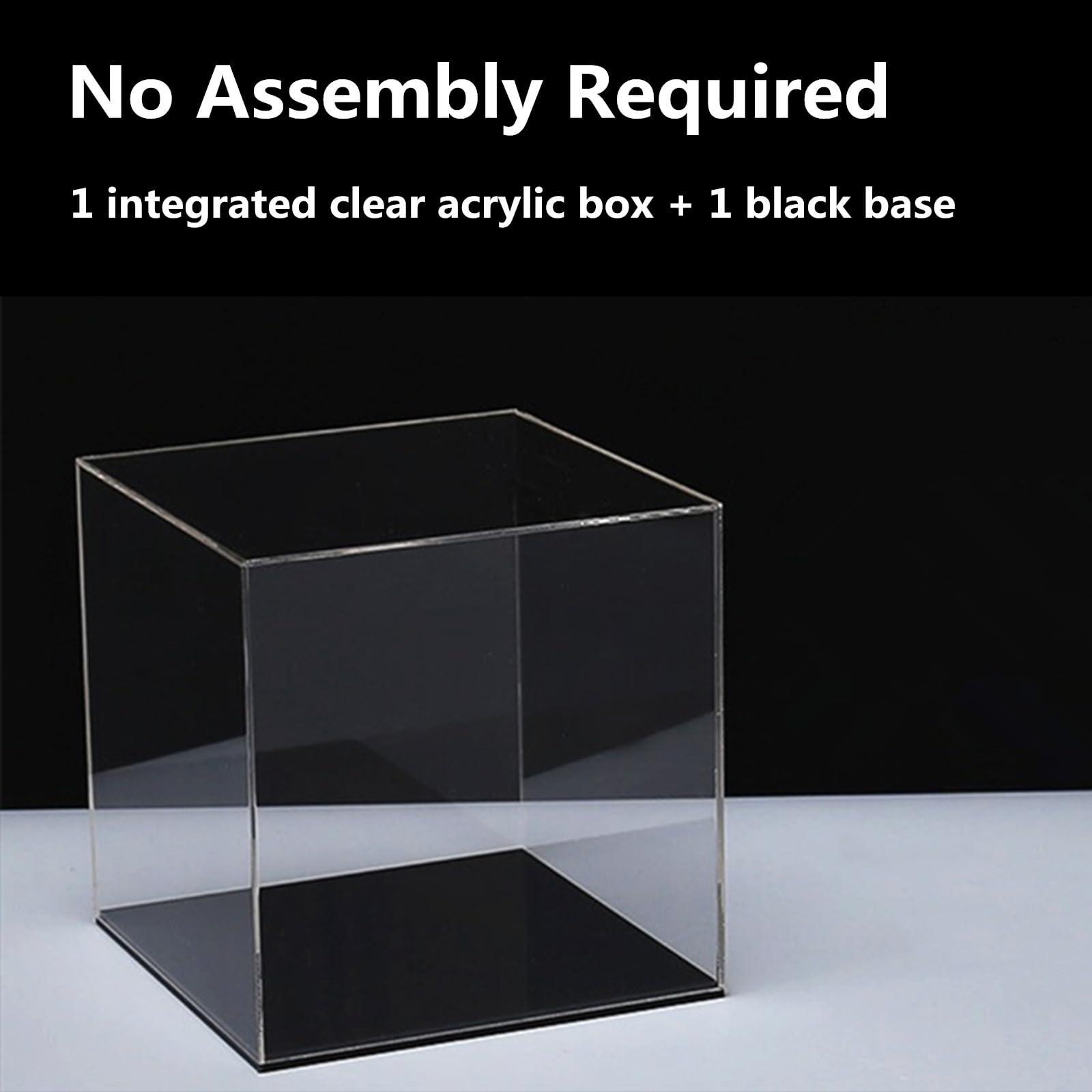 Cliselda Cliselda Fully Assembled Acrylic Display Case with Black Base 6x6x6 in, Clear Square Acrylic Box Cube Small Acrylic Storage Containers, Dustproof Plastic Display Box for Collectibles Action Figures