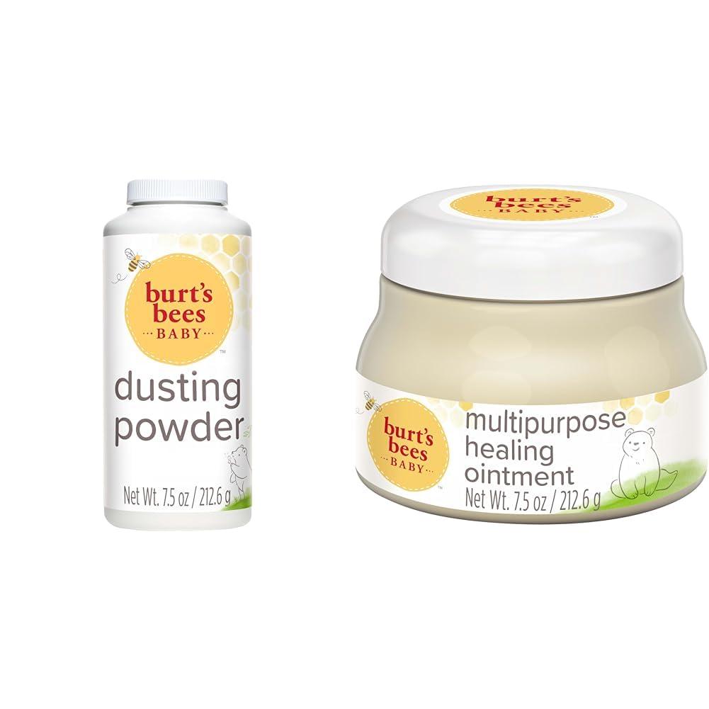 Burt\'s Bees Burt's Bees Baby Dusting Powder, 100% Natural Origin, Talc-Free, Pediatrician Tested, 7.5 Ounces & Baby 100% Natural Multipurpose Healing Ointment, Face & Body Baby Ointment 7.5 Ounce Tub