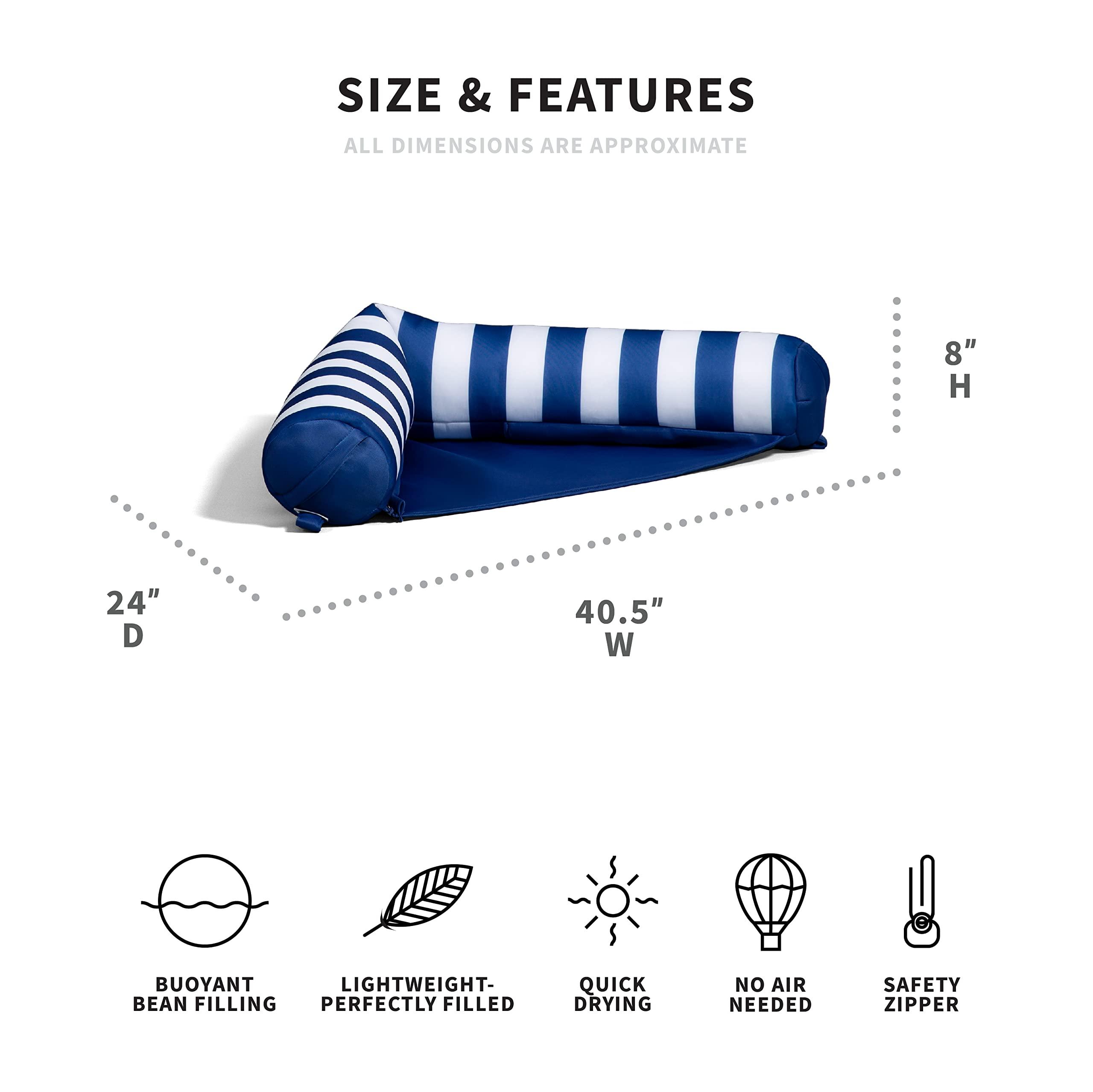 Big Joe Big Joe Noodle Sling No Inflation Needed Pool Seat with Armrests, Americana Nautical Stripe Double Sided Mesh, Quick Draining Fabric, 3 feet
