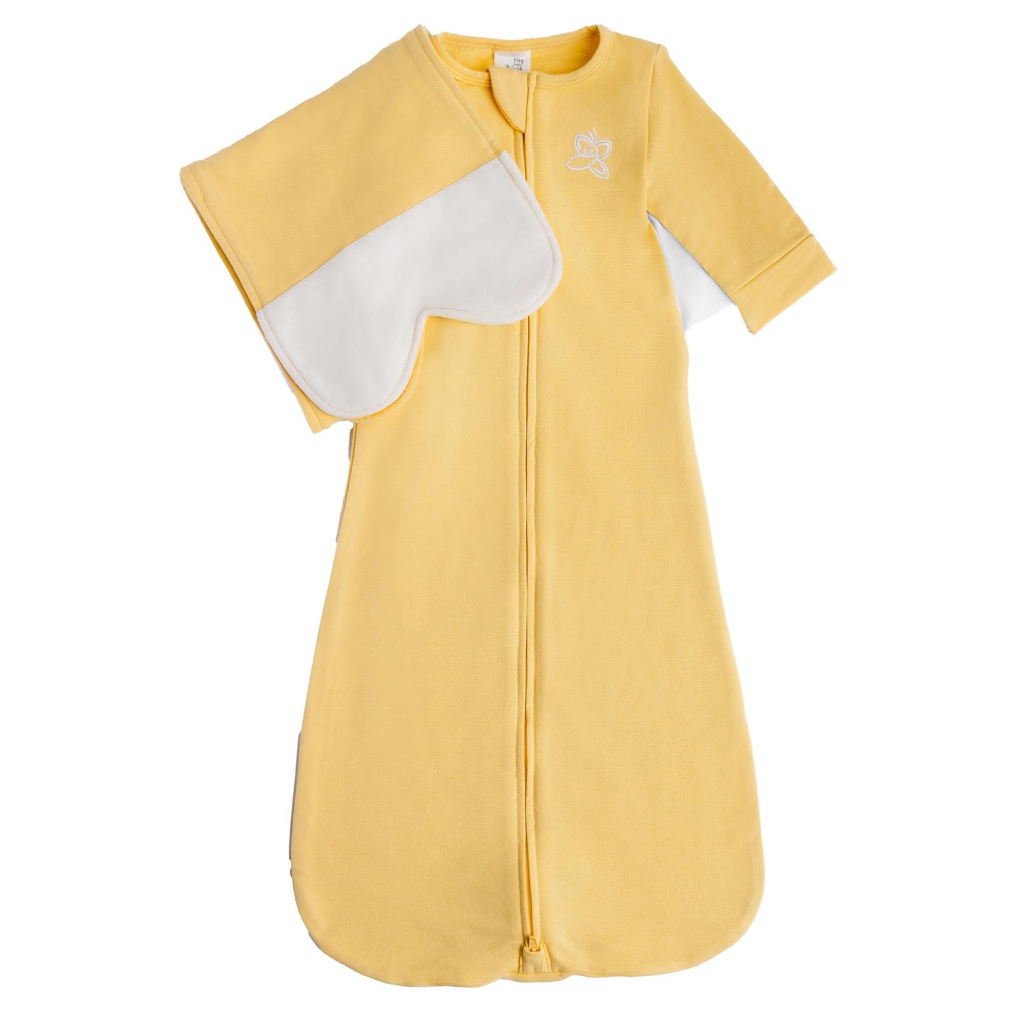 The Butterfly Swaddle The Butterfly Swaddle Organic Cotton Blend, All-in-One Butterfly Wing Sleep Sack Transitional Training System for Newborn Infant Baby with Wash Bag, Large (12-17 lbs), Mellow Yellow