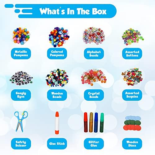 Darice Darice Arts and Crafts Kit - 1000+ Piece Kids Craft Supplies & Materials, Art Supplies Box for Girls & Boys Age 4 5 6 7 8 9