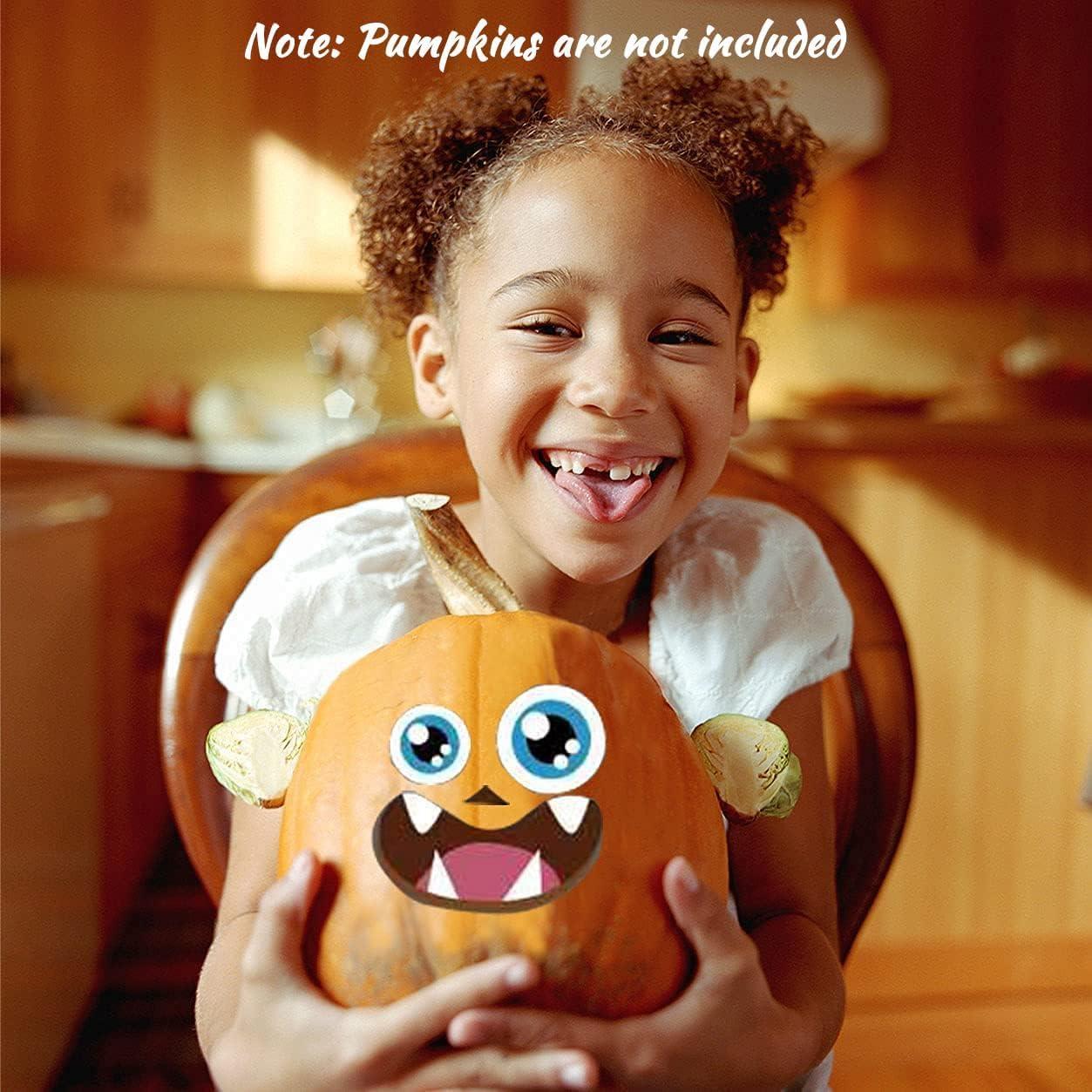 OuMuaMua OuMuaMua 48 Pack Halloween Pumpkin Decorating Craft Stickers Mini Make 48 Small Pumpkin Face Stickers Monster Stickers for Halloween Kids Toddlers Treats Party Favors Supplies 24 Sheets