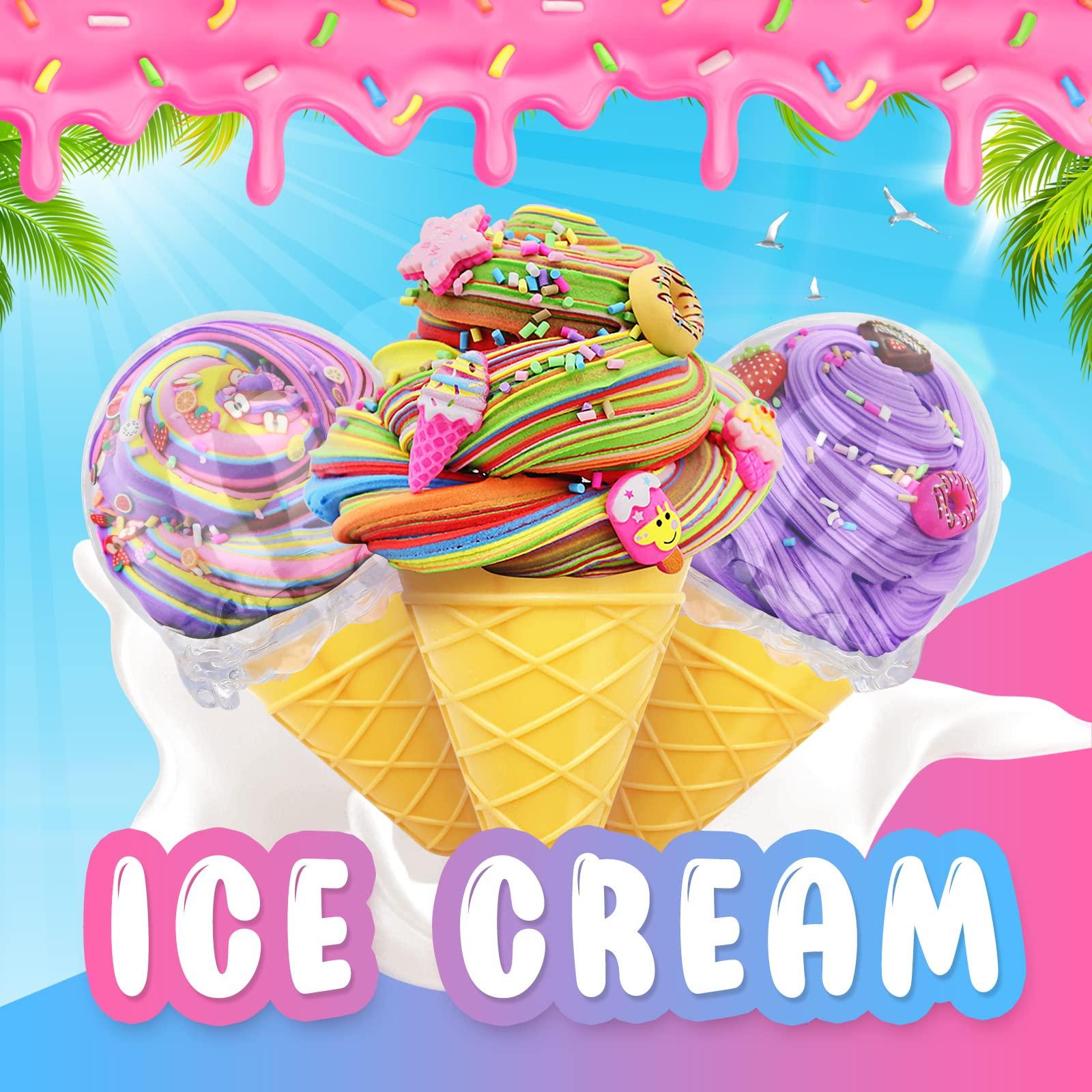 Elover Elover Ice Cream Slime Kit for Girls and Boys Fluffy DIY Slime Toys Gifts Make Ice Cream Slimes 6 Color