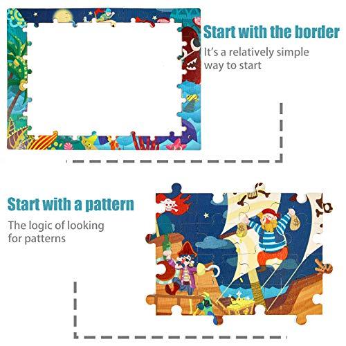 LOL-FUN LOL-FUN Pirates Wooden Jigsaw Puzzle for Kids Ages 4-8, 100 Piece Toddler Puzzle 5 Year Old