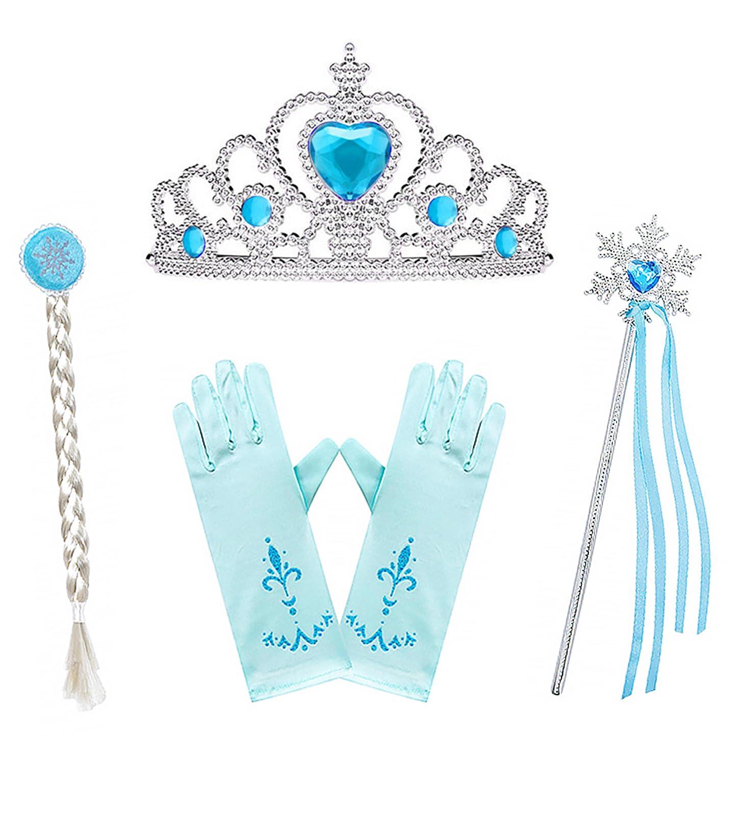 Esvaiy Esvaiy Girls Princess Elsa Dress Costume - Luxury Sequin Halloween Birthday Party Dress Up Kids 3t 4t 5t 6t 7t 8t (5-6 Years, Blue)