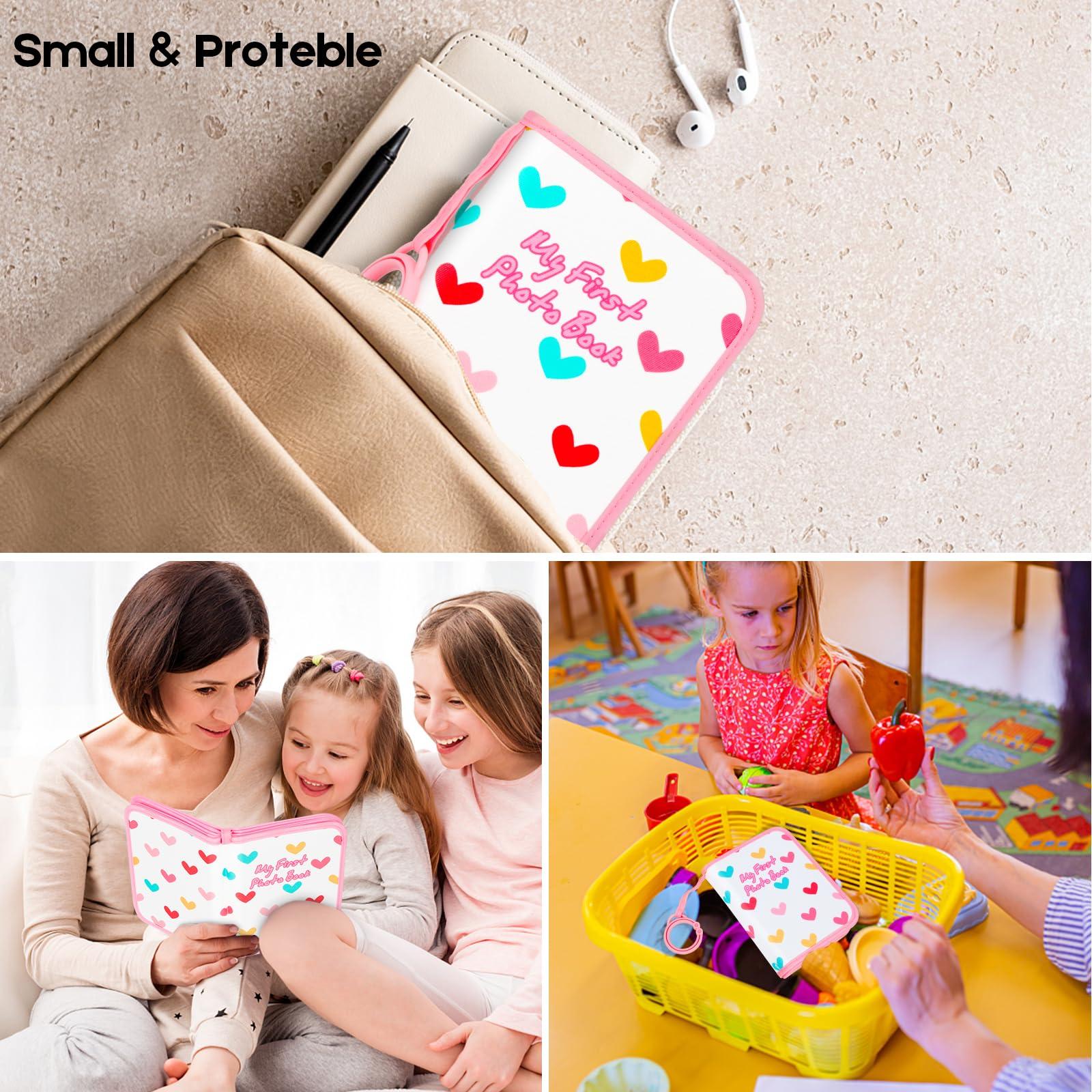 Niselity Baby Photo Book Holds 21 4x6 Photos, My First Photo Book for Baby or Toddlers, Love" Baby Photo Album Soft Cloth Family Book, Cute Book Gift for Babies Shower Newborns Family Photos (Pink)