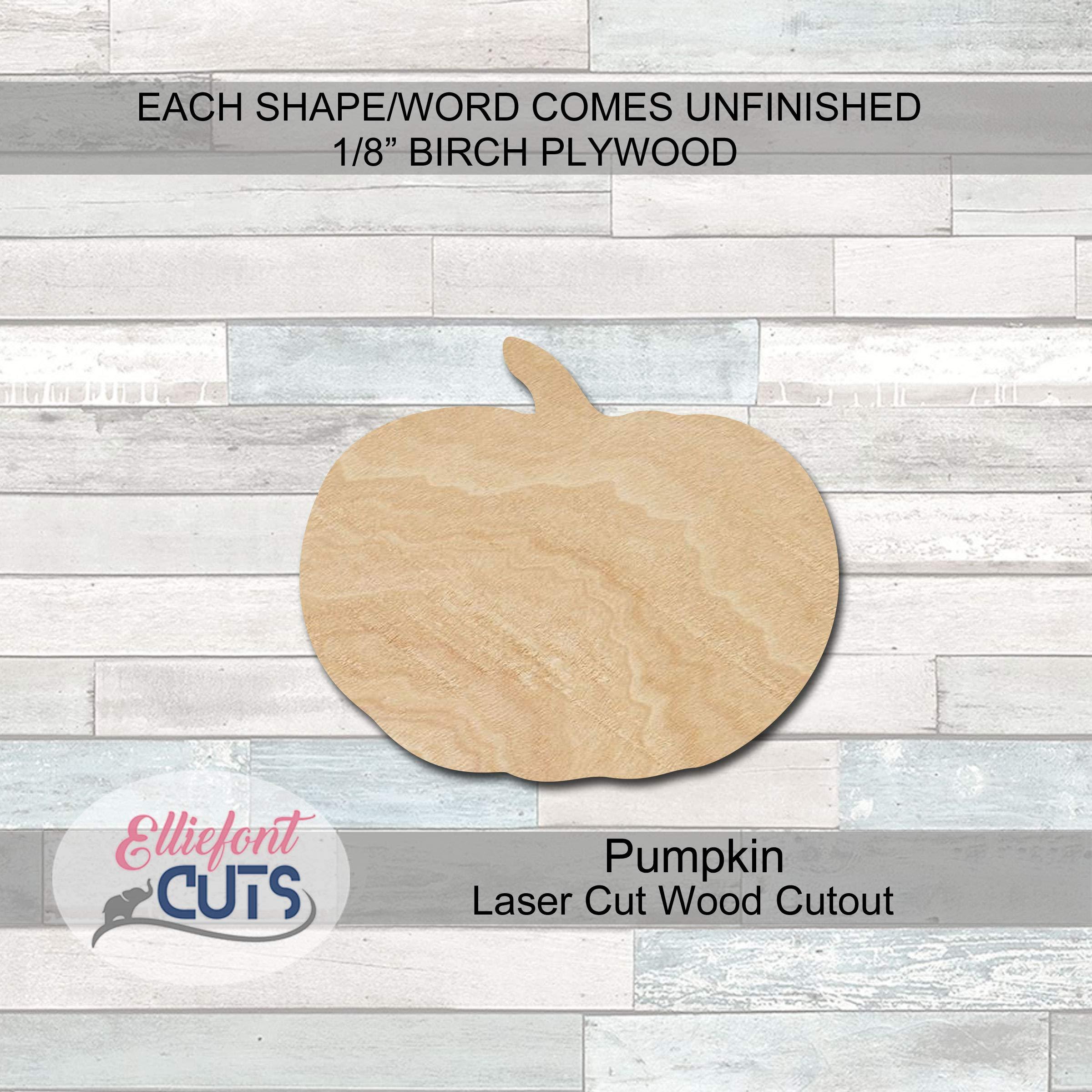 Elliefont Styles Pumpkin Wood Cutouts for crafts, Laser Cut Wood Shapes 5mm thick Baltic Birch Wood, Multiple Sizes Available