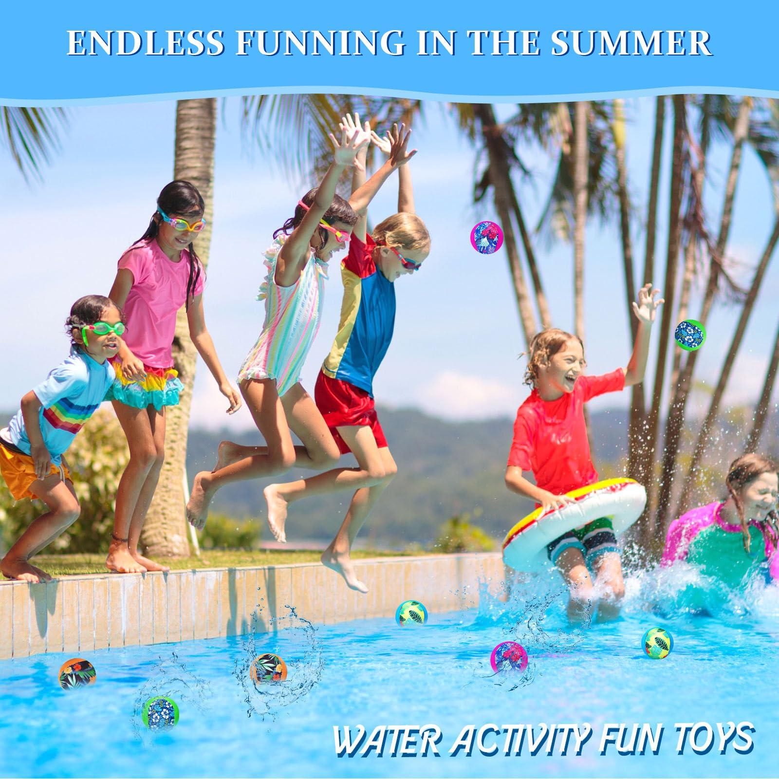Realspring Realspring Water Skipping Ball for Kids Water Bouncing Ball Beach Pool Toy Ball for Summer Adult Swimming Pool Games Party Favors for Kids(8 Pcs, Tropical Style)