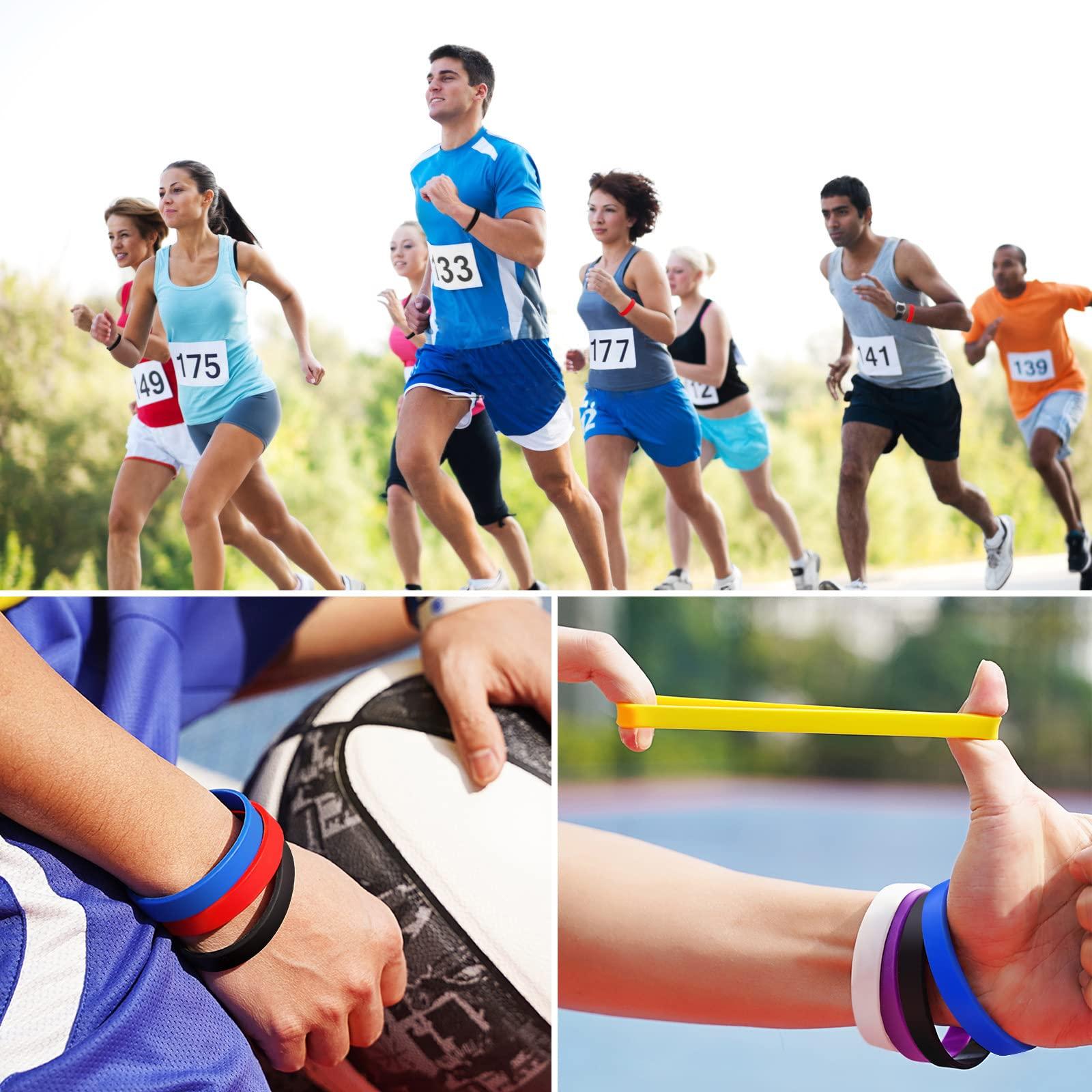 LVNRIDS Solid Color 100 Silicone Wristbands Rubber Bracelets for Children, 7 inch Wholesale Sports Rubber Elastic Wristband Bracelet Bulk Gifts for Teacher Supplies Party Decorations Blue