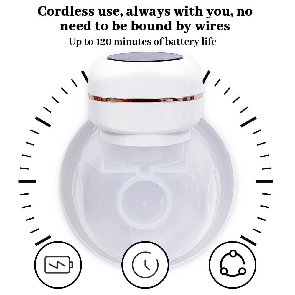 ZZDD ZZDD Double Wearable Breast Pump, Memory Function Rechargeable with Massage and Pumping Mode 24mm WhiteLCD Display, Electric Hands-Free Breast Pumps with 2 Modes, 9 Levels, 1