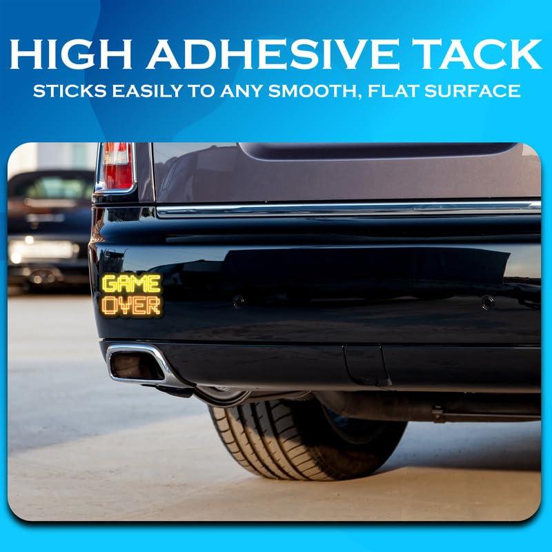 FHJ Game Over - Cool Retro Neon Gamer Stickers - Premium Quality Vinyl Bumper Stickers 2-Pack | 5-Inch on Widest Side | Made in USA - FHJ538