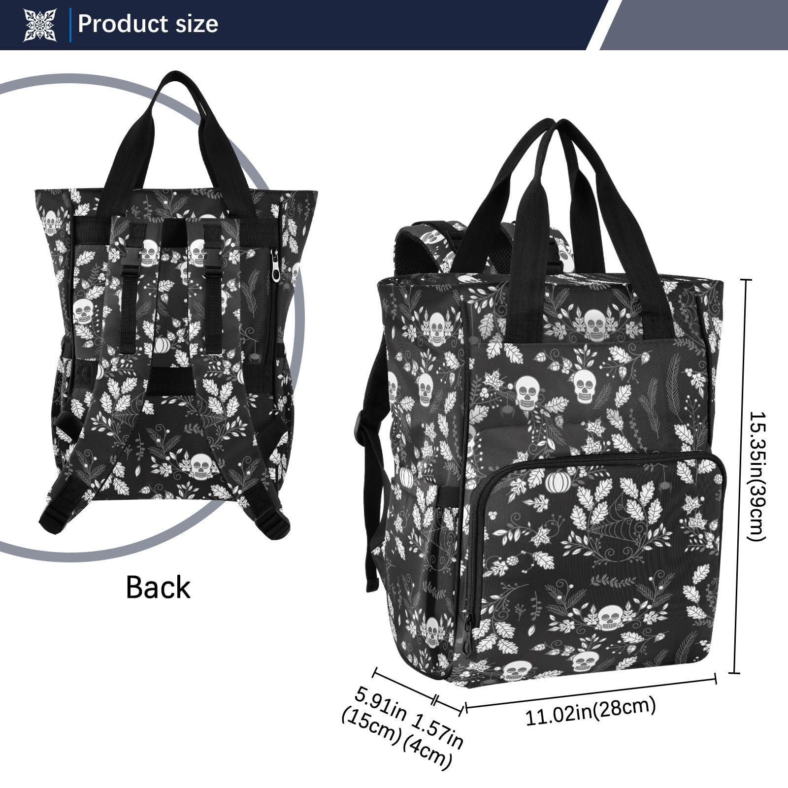 Emelivor Emelivor Spooky Halloween Florals Diaper Bag Backpack Large Capacity Travel Baby Bags Backpack Diaper Bags for Boy Girl Mama Travel Mom Dad