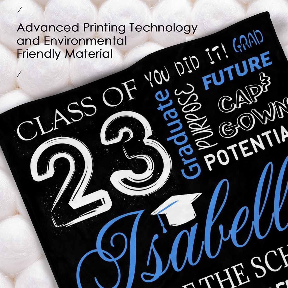 Newcos Customized Fleece Blankets with Name for Daughter Son Granddaughter Personalized Graduation Blankets for Class of 2023 Seniors Students 50"x60"