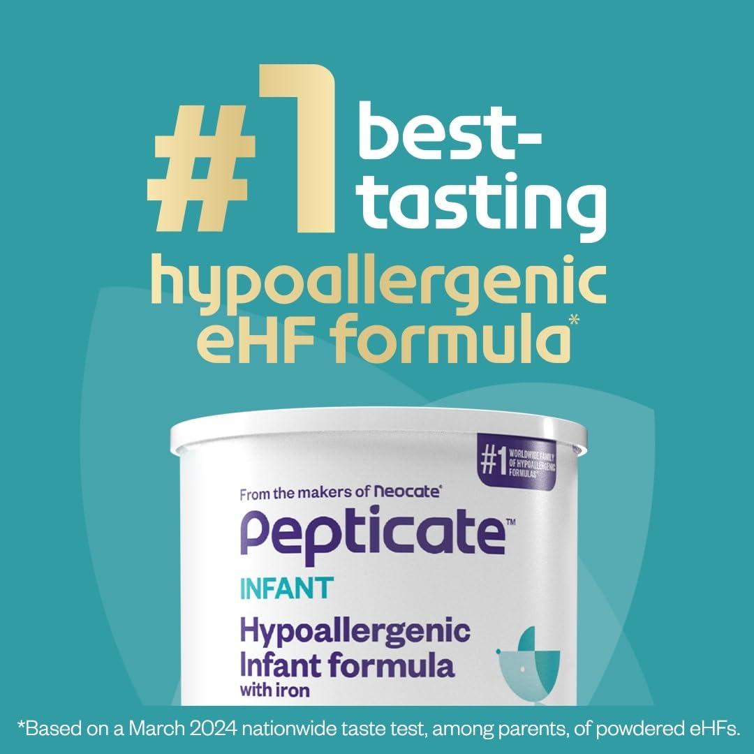 NUTRICIA PEPTICATE Pepticate Baby Formula, Hypoallergenic Powdered Infant Formula for Cow Milk Allergy, with Omega 3 DHA, ARA, Iron & Prebiotics, 13.2oz (Pack of 4)