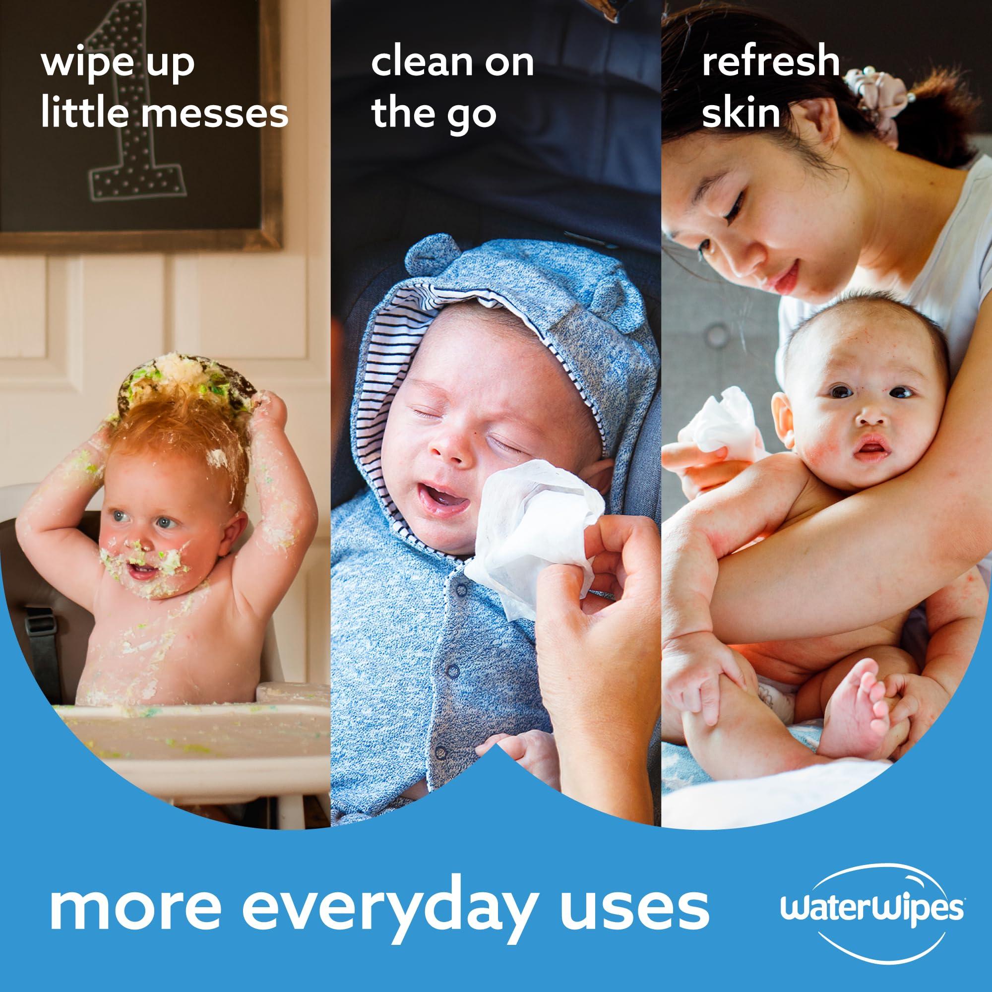 WaterWipes WaterWipes Plastic-Free Original Baby Wipes, 99.9% Water Based Wipes, Unscented & Hypoallergenic for Sensitive Skin, 60 Count (Pack of 12), Packaging May Vary