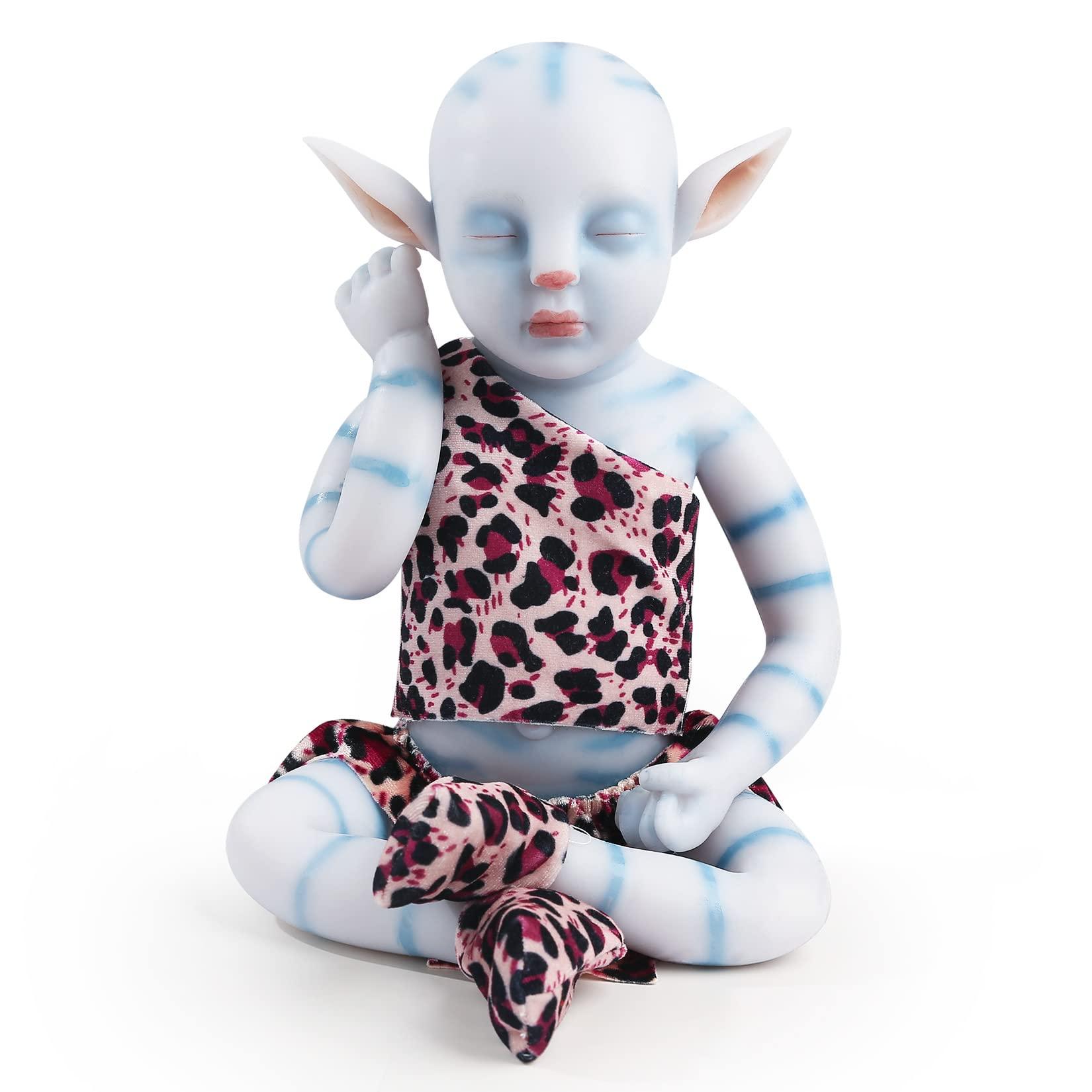Vollence Vollence 17 inch Avatar Sleeping Full Body Silicone Baby Dolls, Not Vinyl Dolls, Na\'vi Reborn Full Silicone Baby for Kid Boy