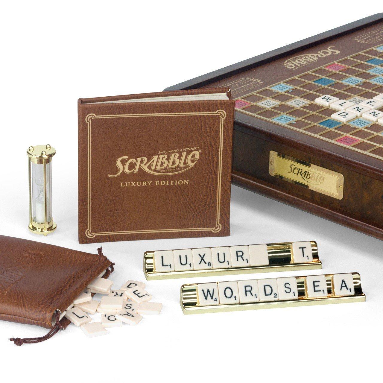 WS Game Company WS Game Company Scrabble Luxury Edition with Rotating Wooden Game Board