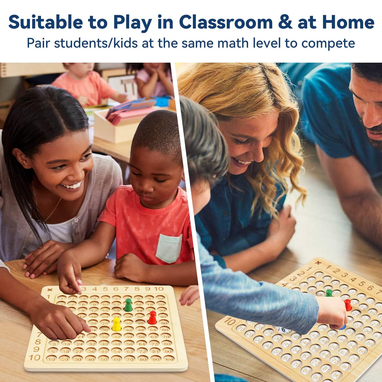 BAKAM BAKAM Wooden Multiplication Board Math Game for Kids 8-12, Math Manipulatives Set with 100PCS Flash Cards for Kids 6-8 Years Old, Montessori Counting Toy for Boys Girls Preschool Learning